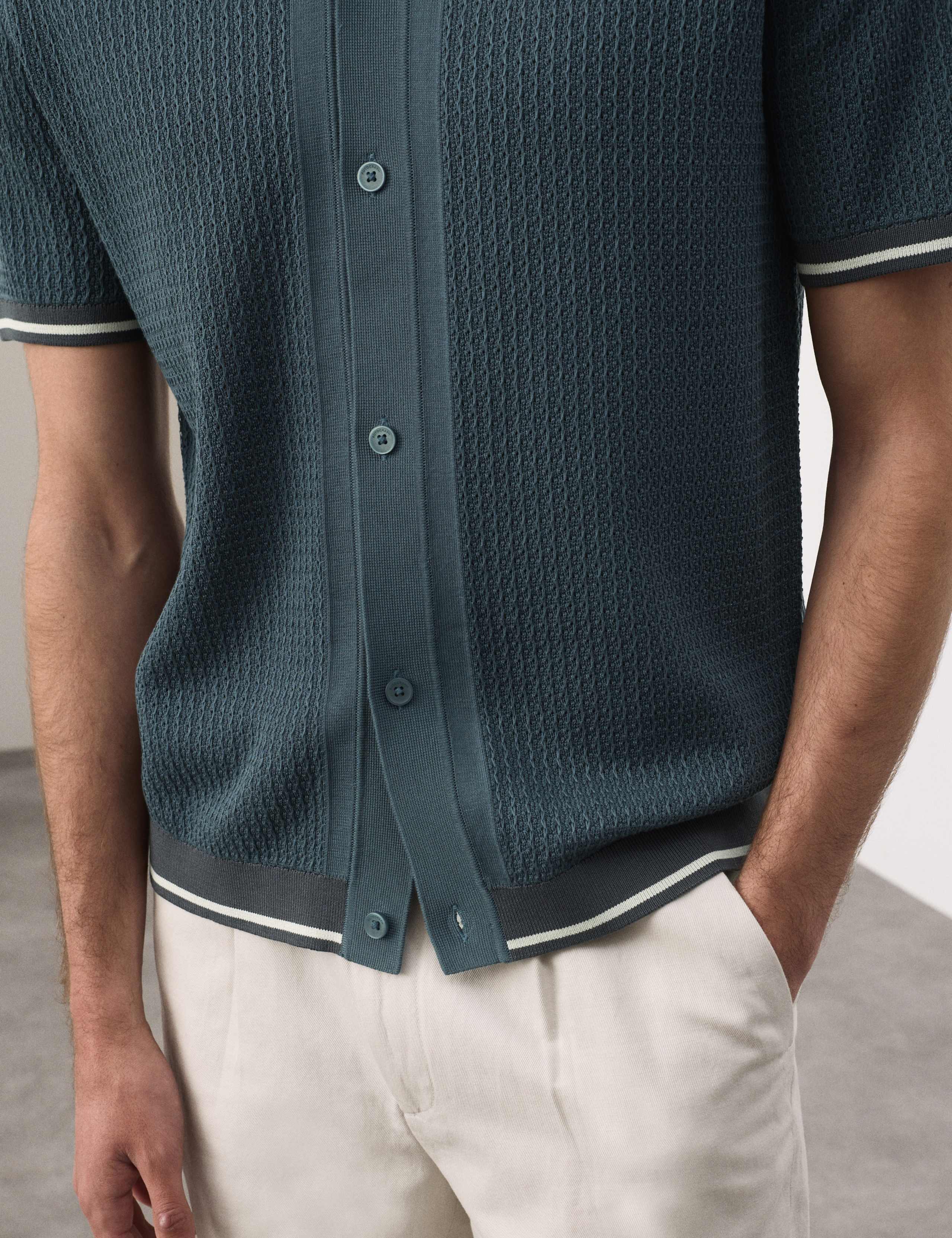 Tipped Button Through Revere Polo Shirt 7 of 8