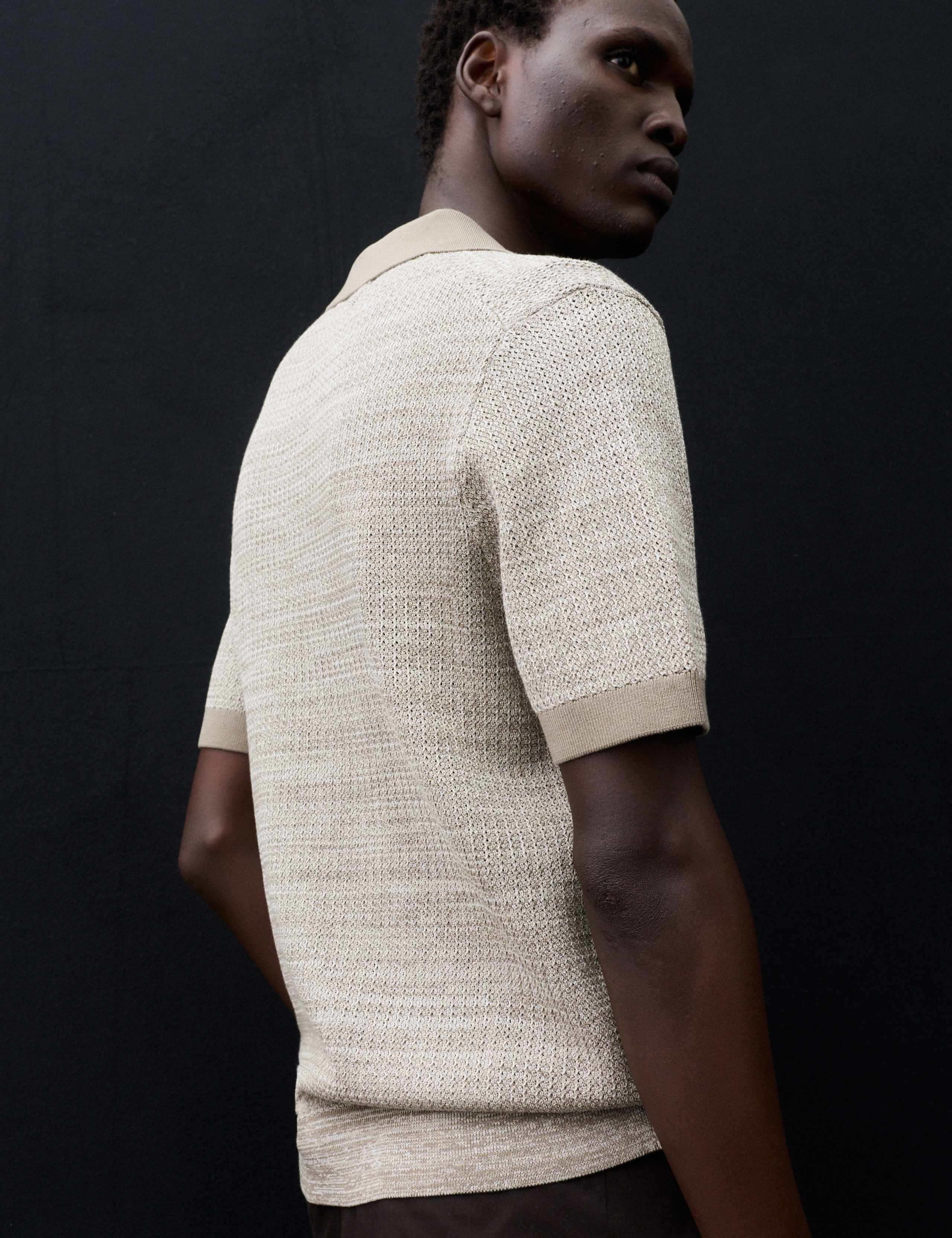 Pure Cotton Twisted Stitch Knitted Polo 3 of 7