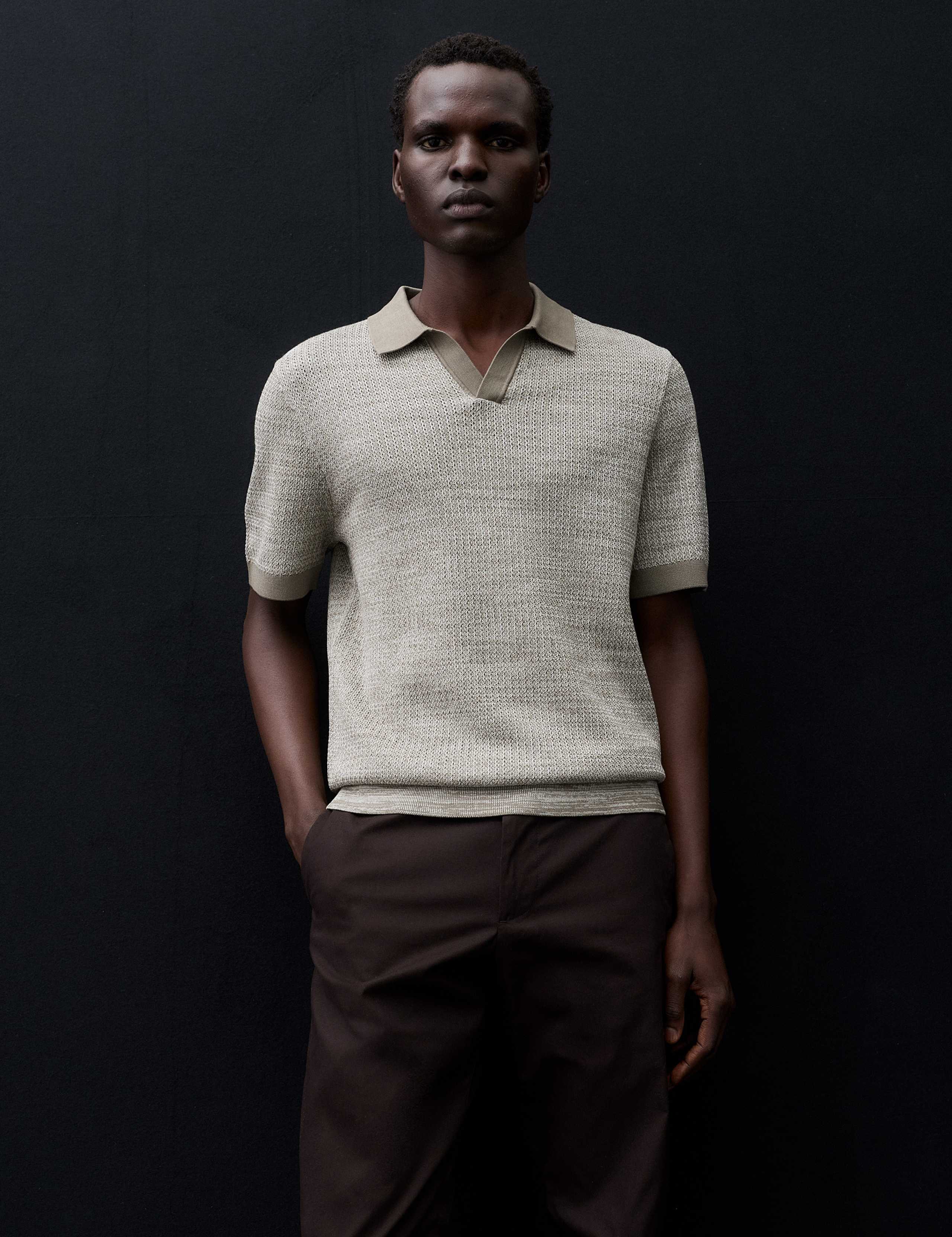 Pure Cotton Twisted Stitch Knitted Polo 5 of 7