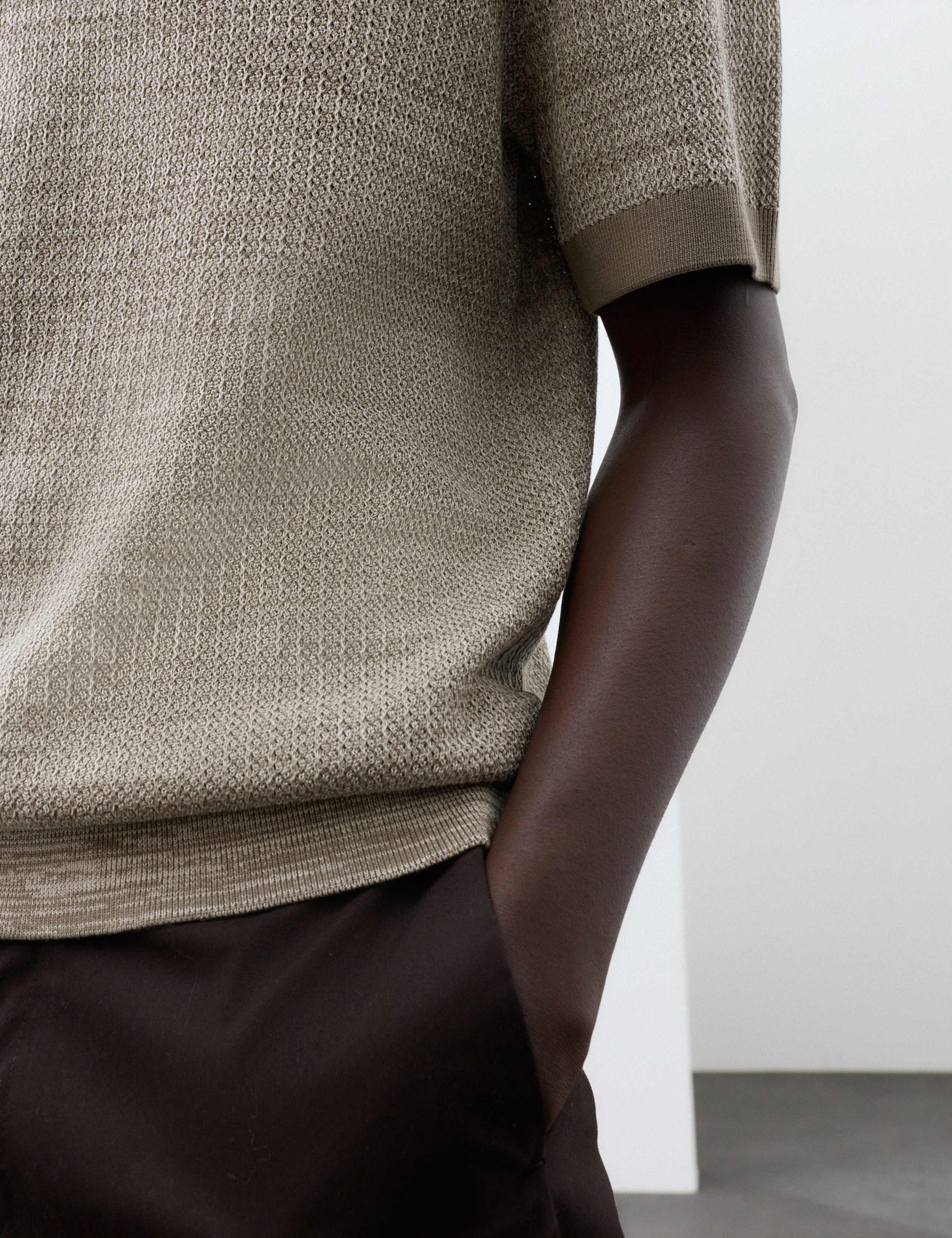 Pure Cotton Twisted Stitch Knitted Polo 6 of 7