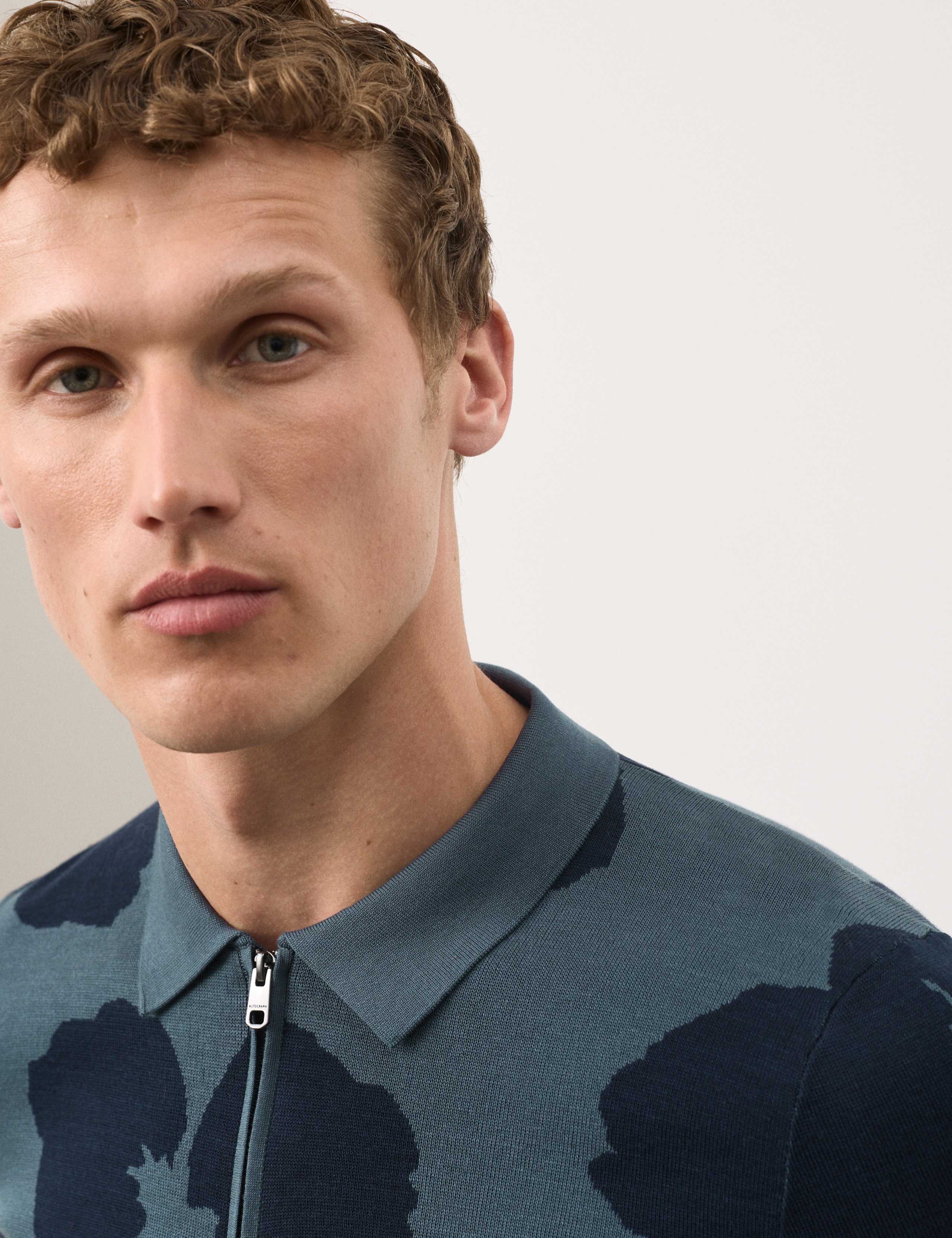 Mercerised Cotton Half Zip Knitted Polo Shirt 3 of 7