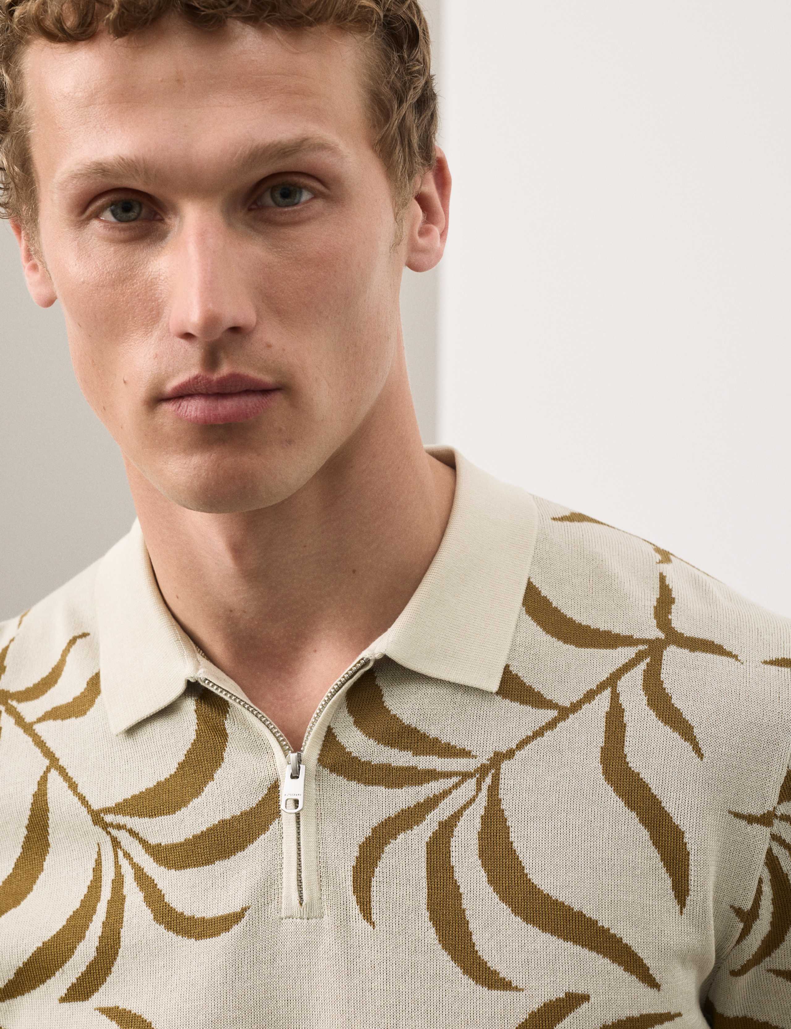 Mercerised Cotton Half Zip Knitted Polo Shirt 3 of 6