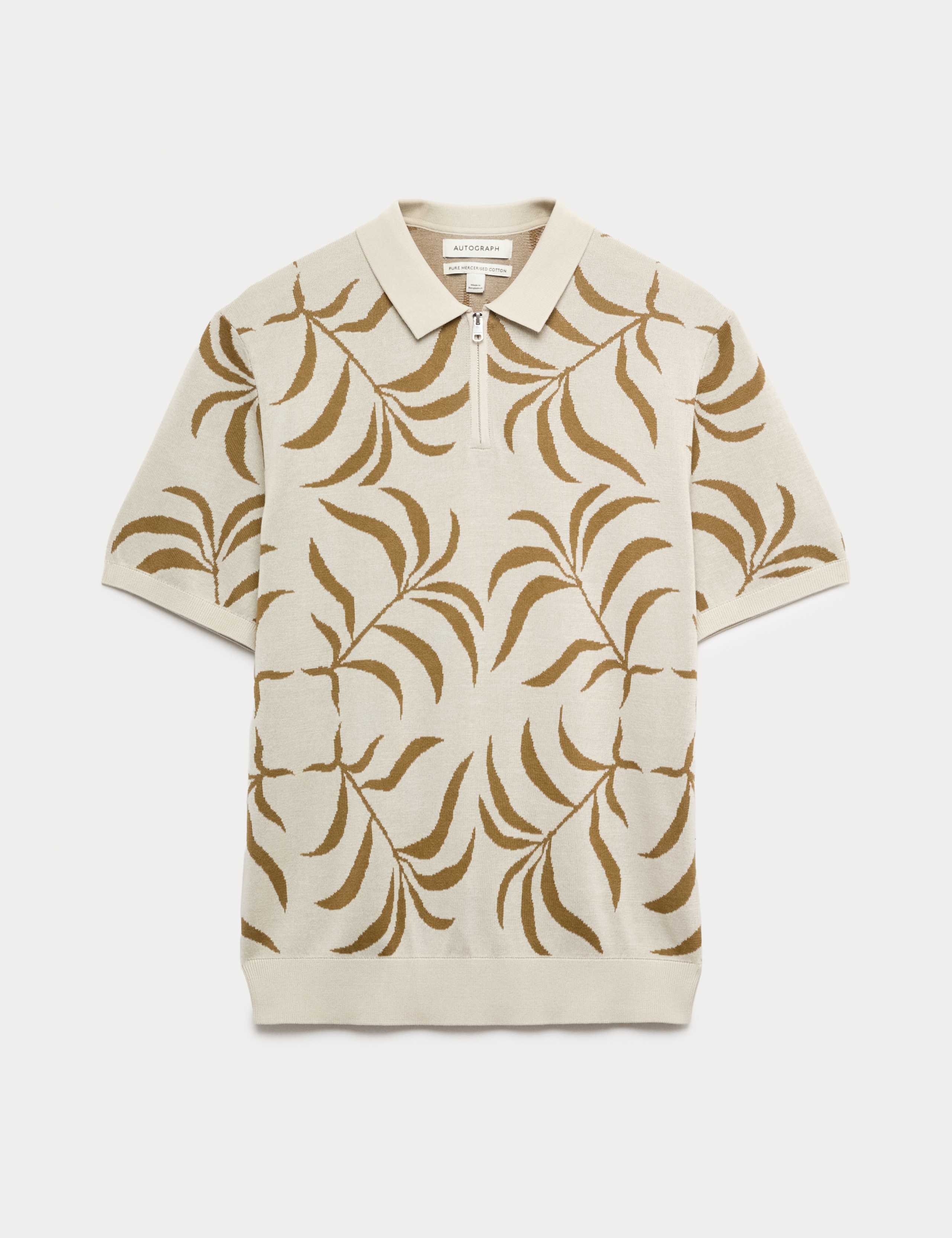 Mercerised Cotton Half Zip Knitted Polo Shirt 2 of 6