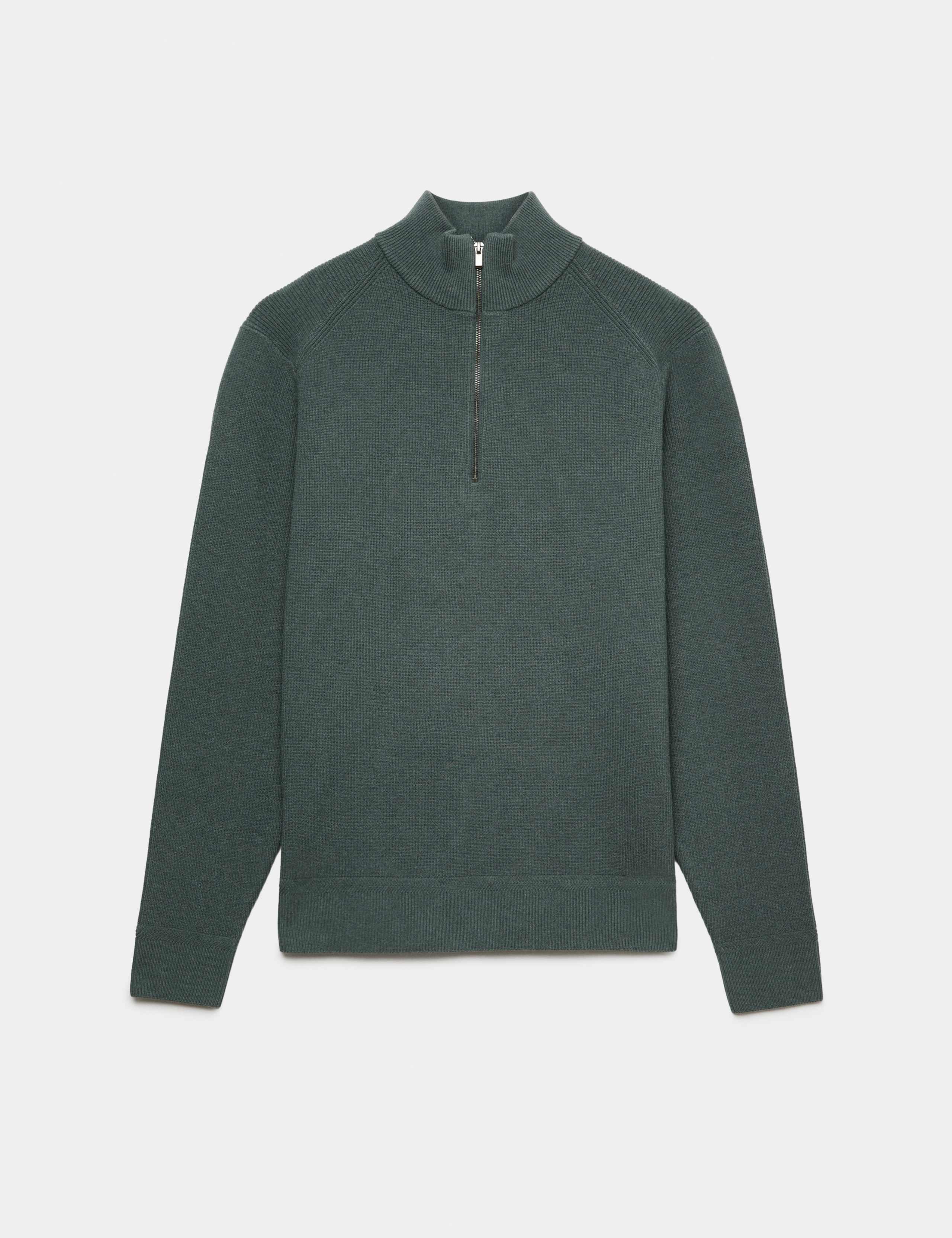 Cotton Blend Ribbed Half Zip Jumper 2 of 6