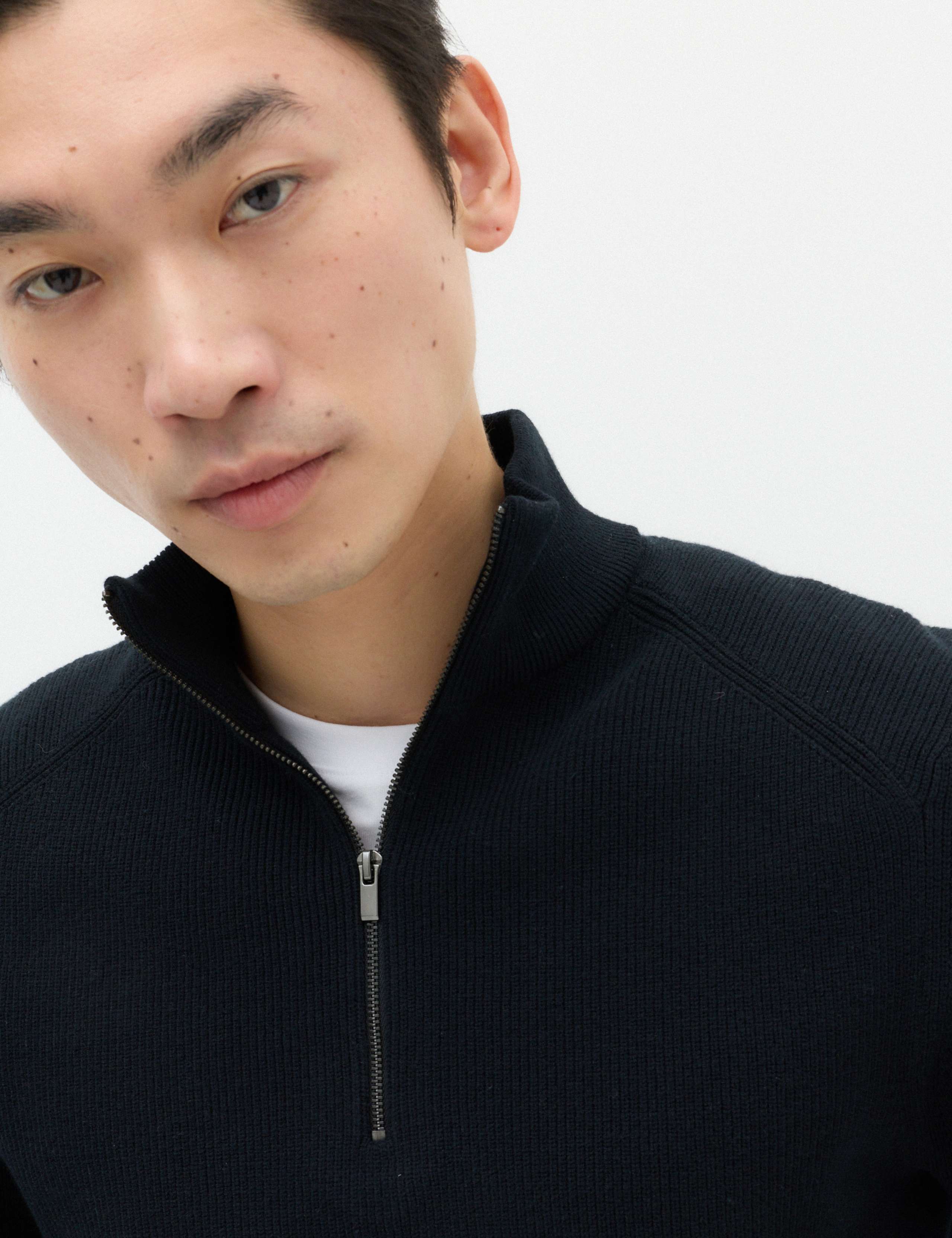 Cotton Blend Ribbed Half Zip Jumper 3 of 6