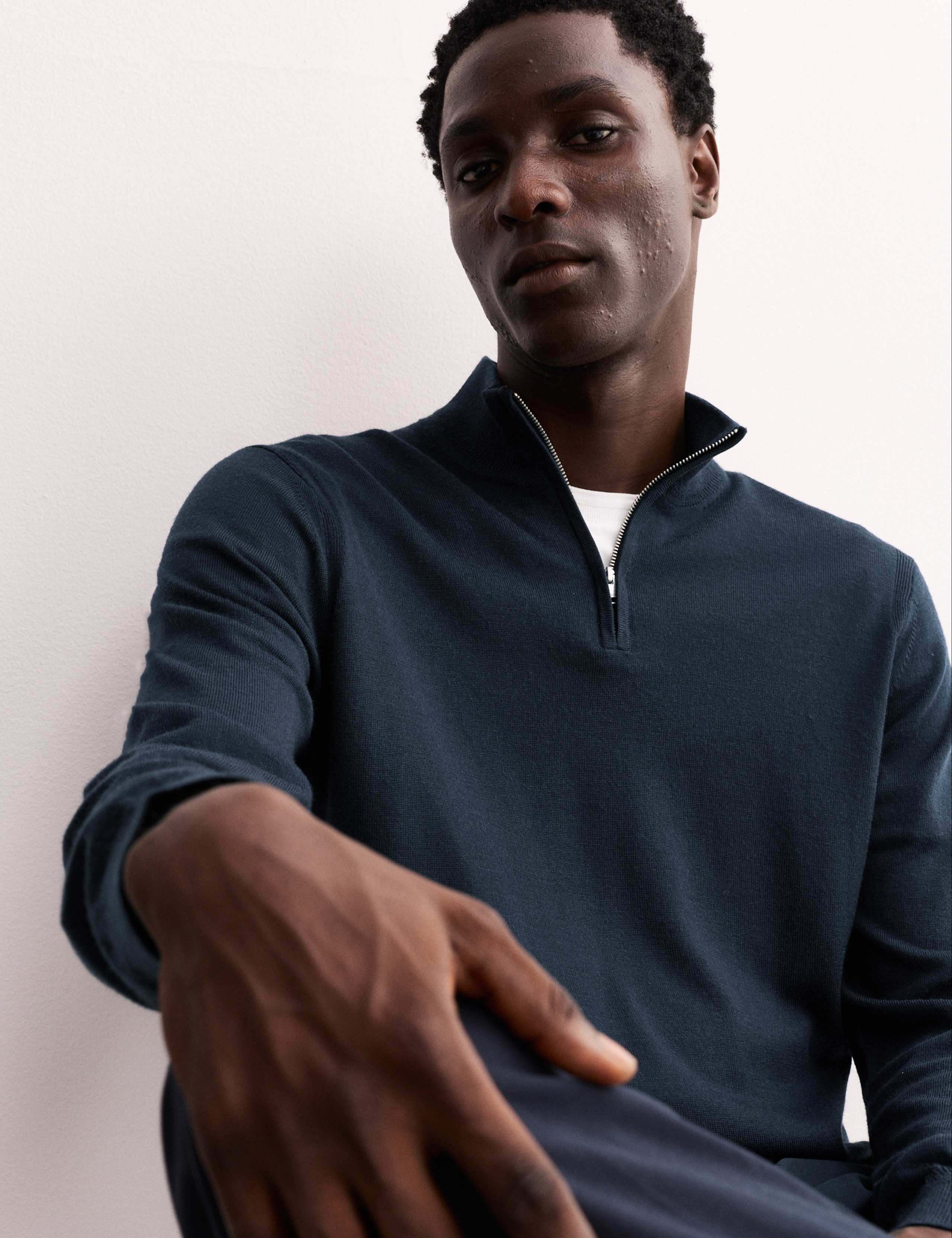 Merino Wool Rich with Silk Half Zip Jumper 5 of 8