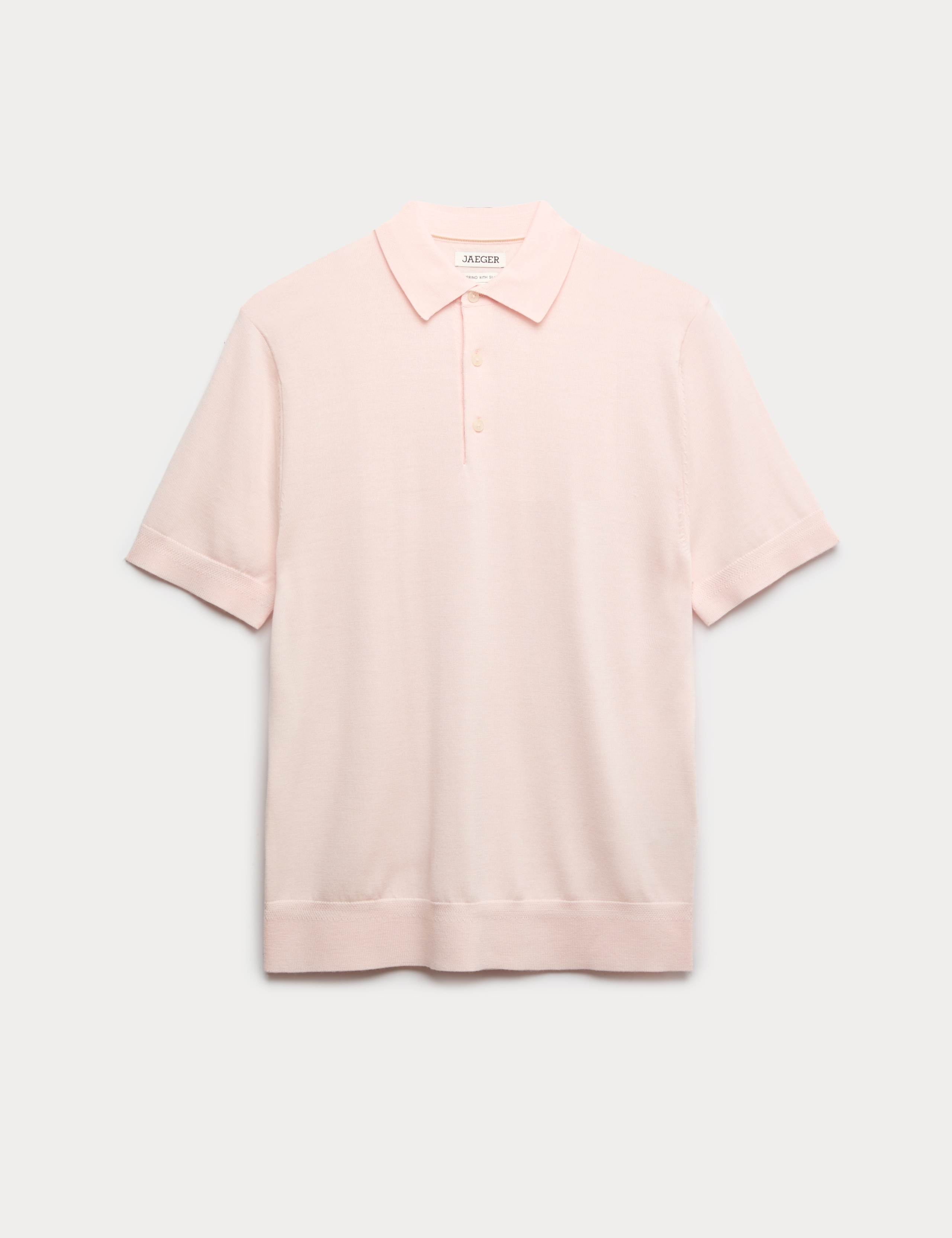 Merino Wool Rich Knitted Polo Shirt with Silk 1 of 1