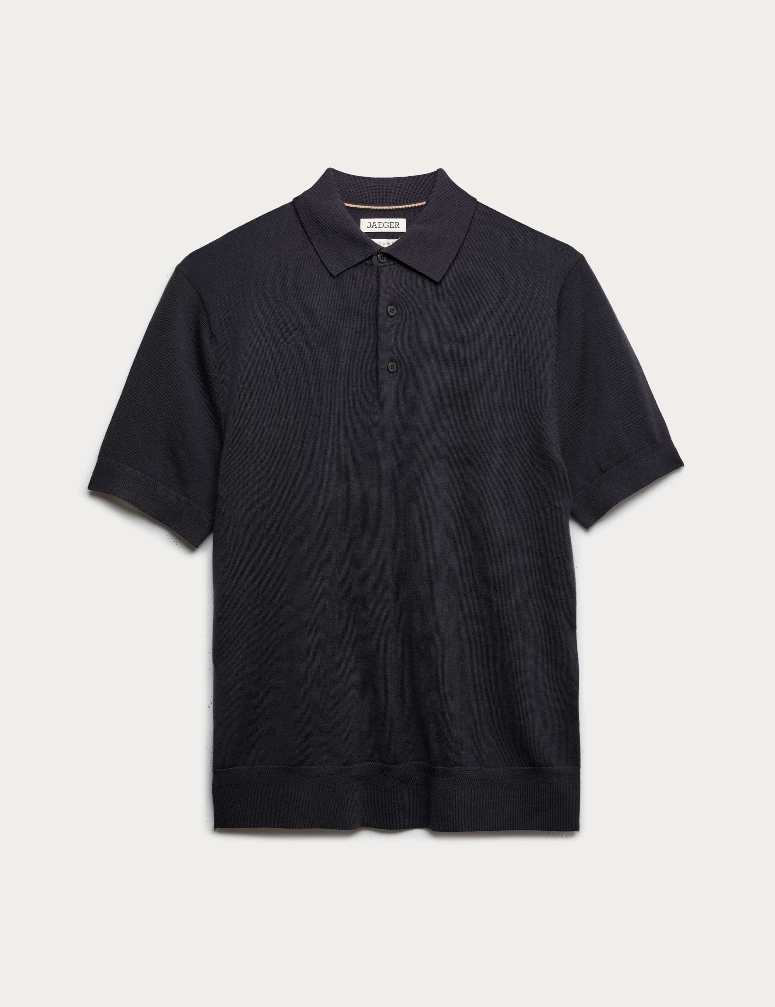 Merino Wool Rich Knitted Polo Shirt with Silk 1 of 1
