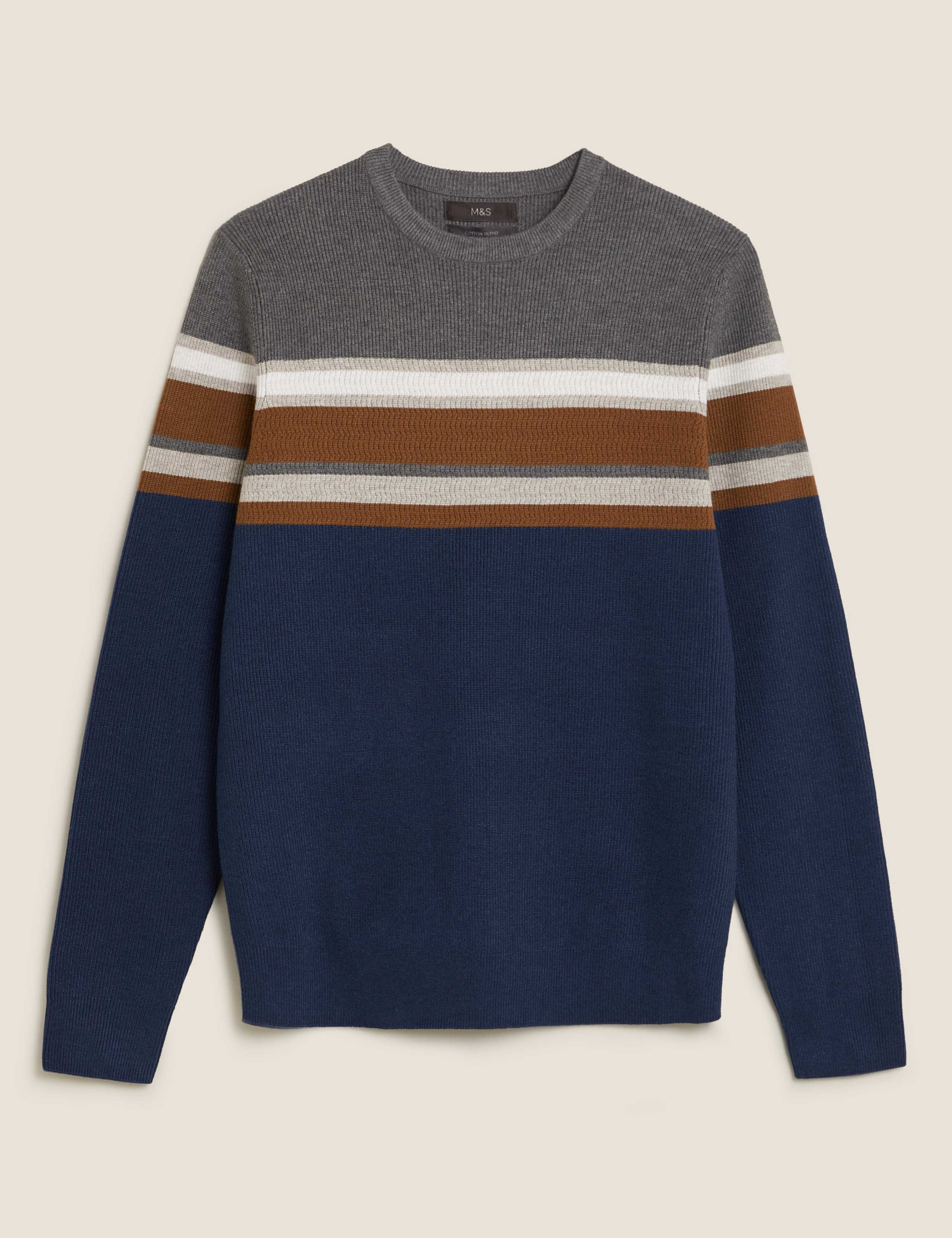 Ribbed Chest Stripe Crew Neck Jumper 2 of 4