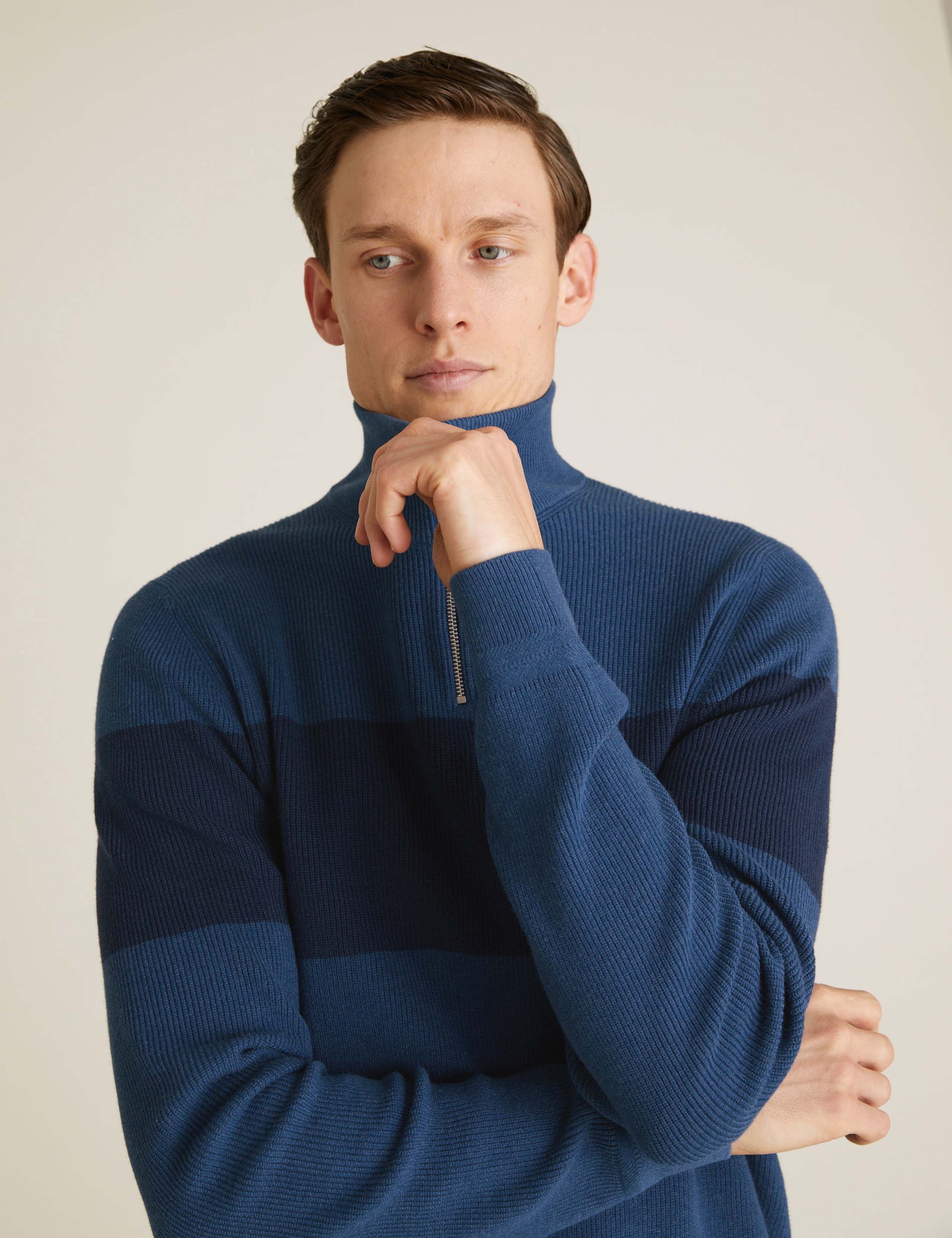 Ribbed Chest Stripe Half Zip Jumper 1 of 6