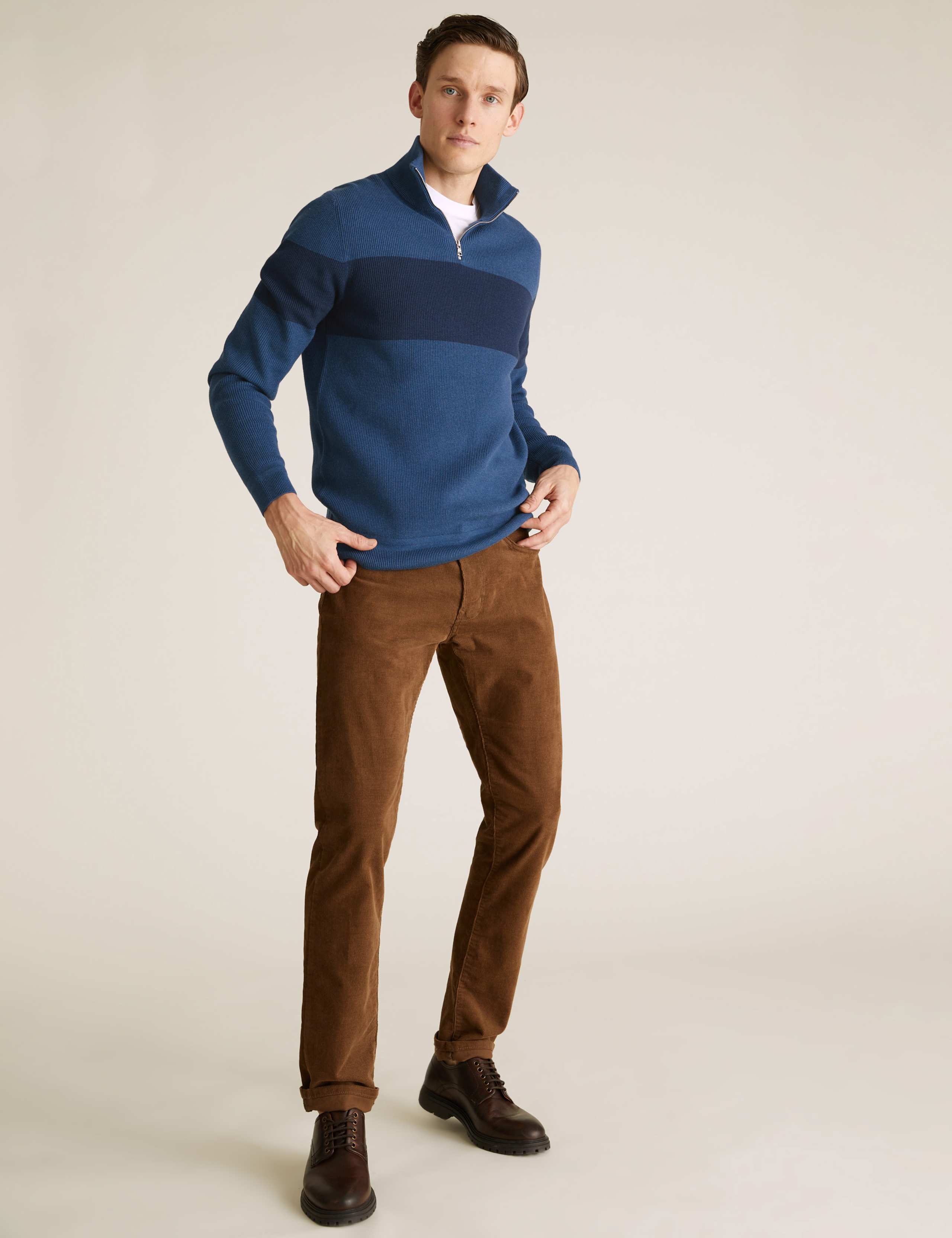 Ribbed Chest Stripe Half Zip Jumper 3 of 6