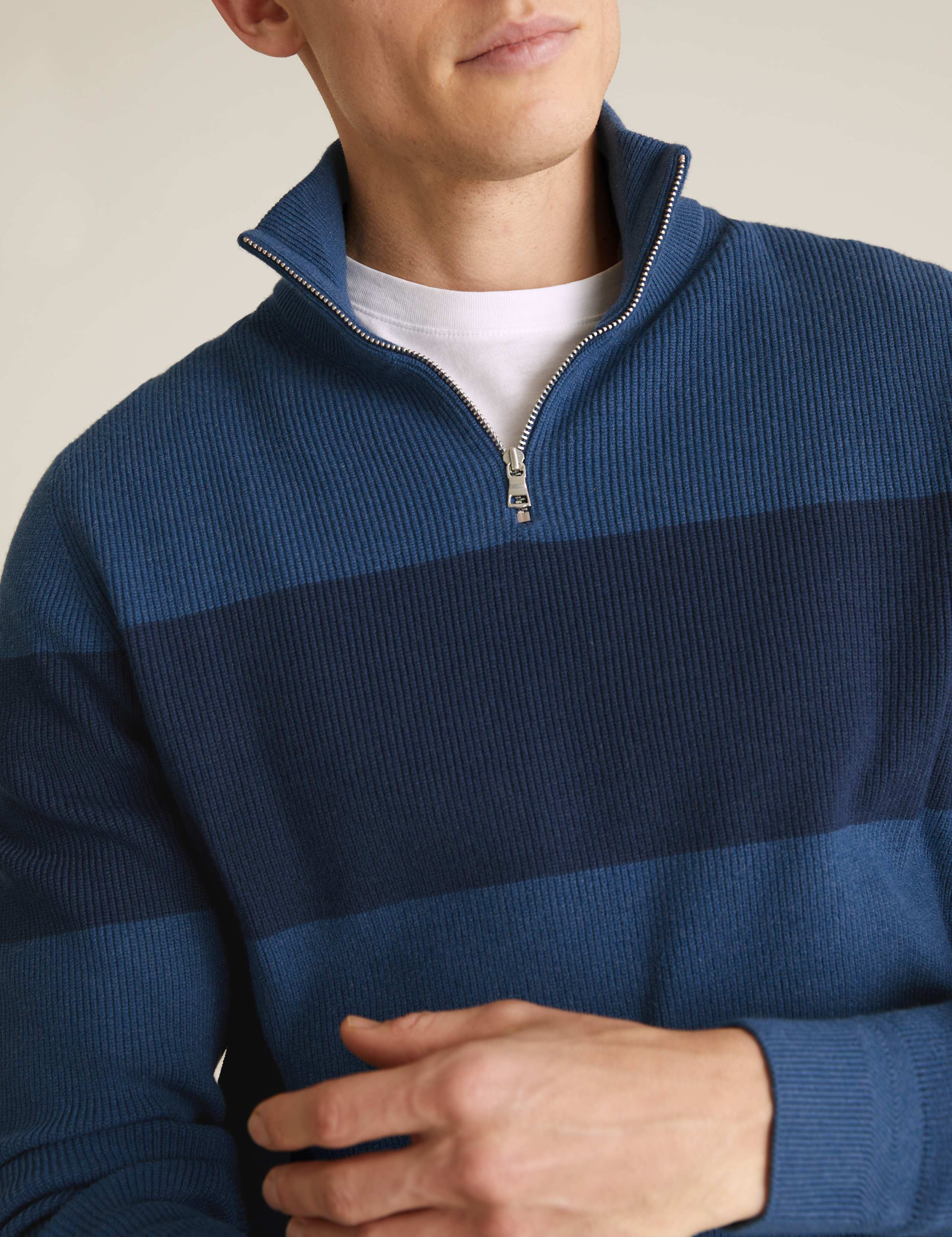 Ribbed Chest Stripe Half Zip Jumper 4 of 6