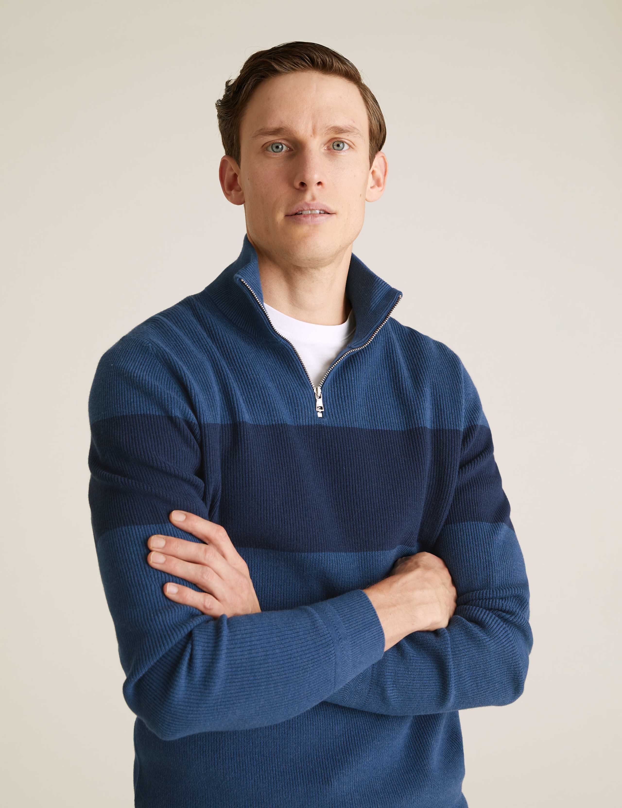 Ribbed Chest Stripe Half Zip Jumper 6 of 6