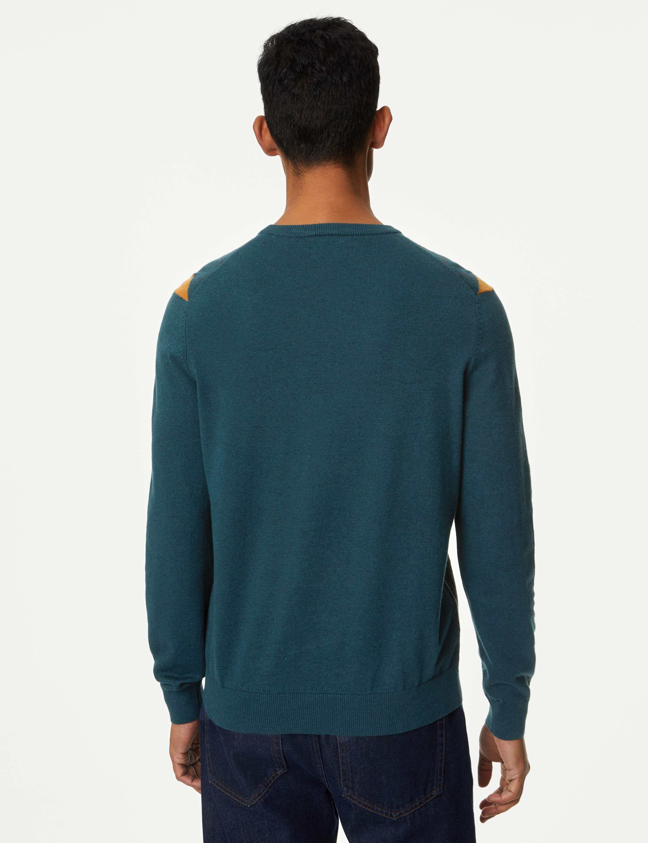 Pure Cotton Argyle Crew Neck Jumper 5 of 6