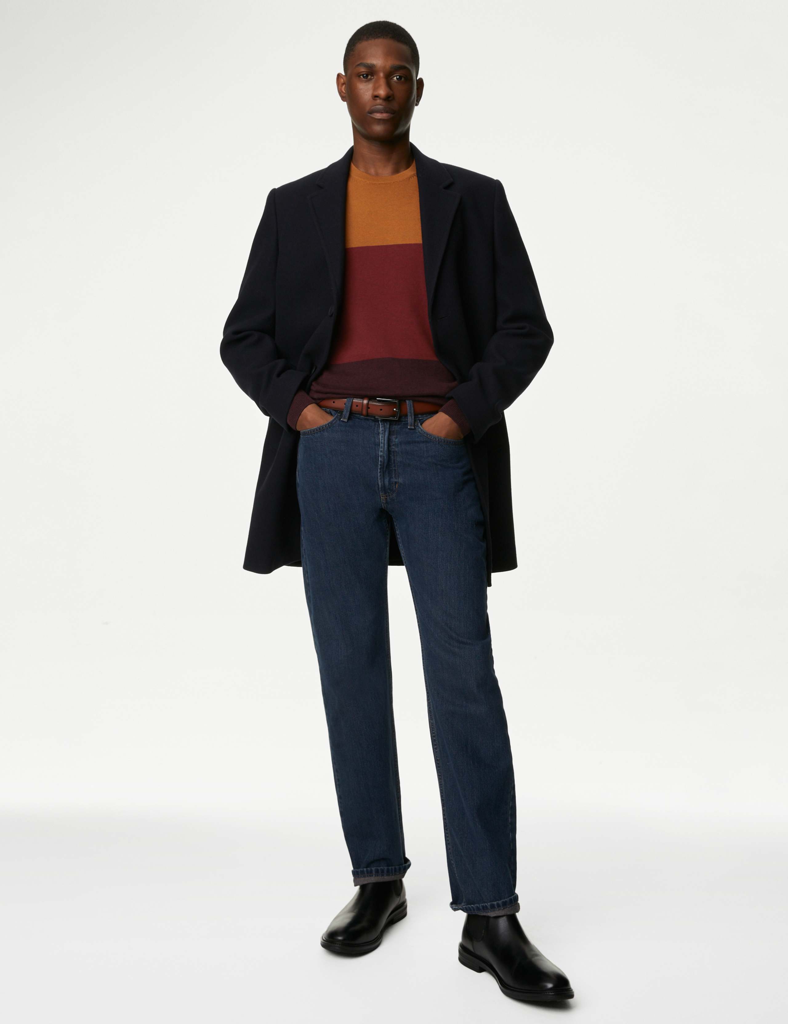 Pure Cotton Colour Block Crew Neck Jumper 4 of 6