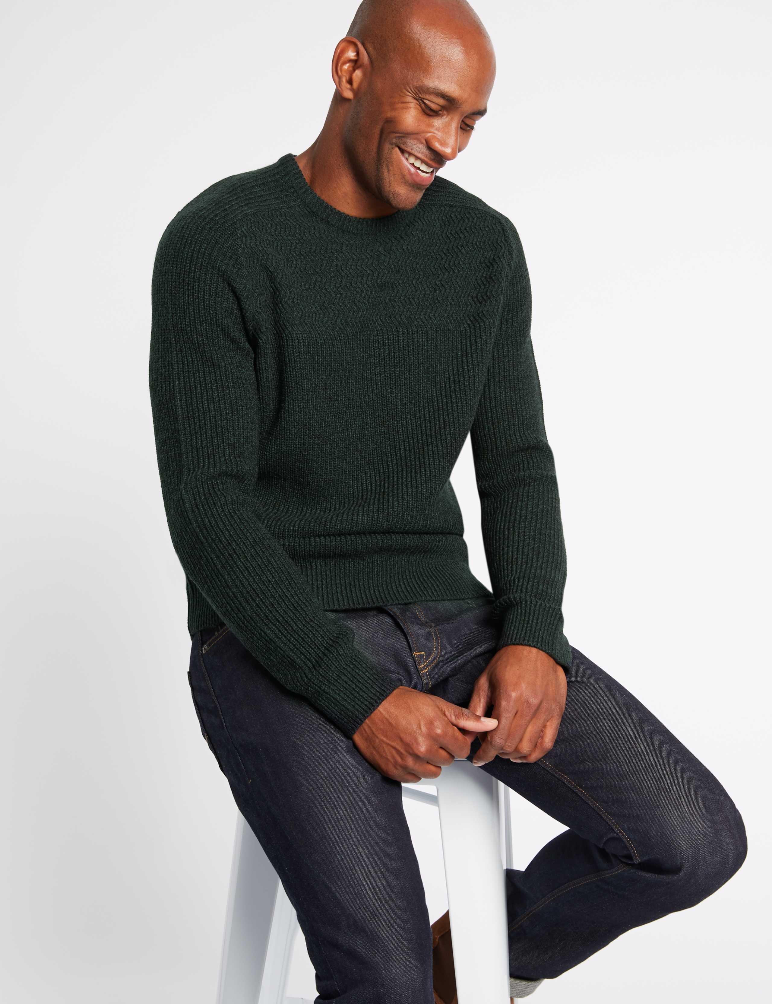 Textured Yoke Crew Neck Jumper 3 of 4