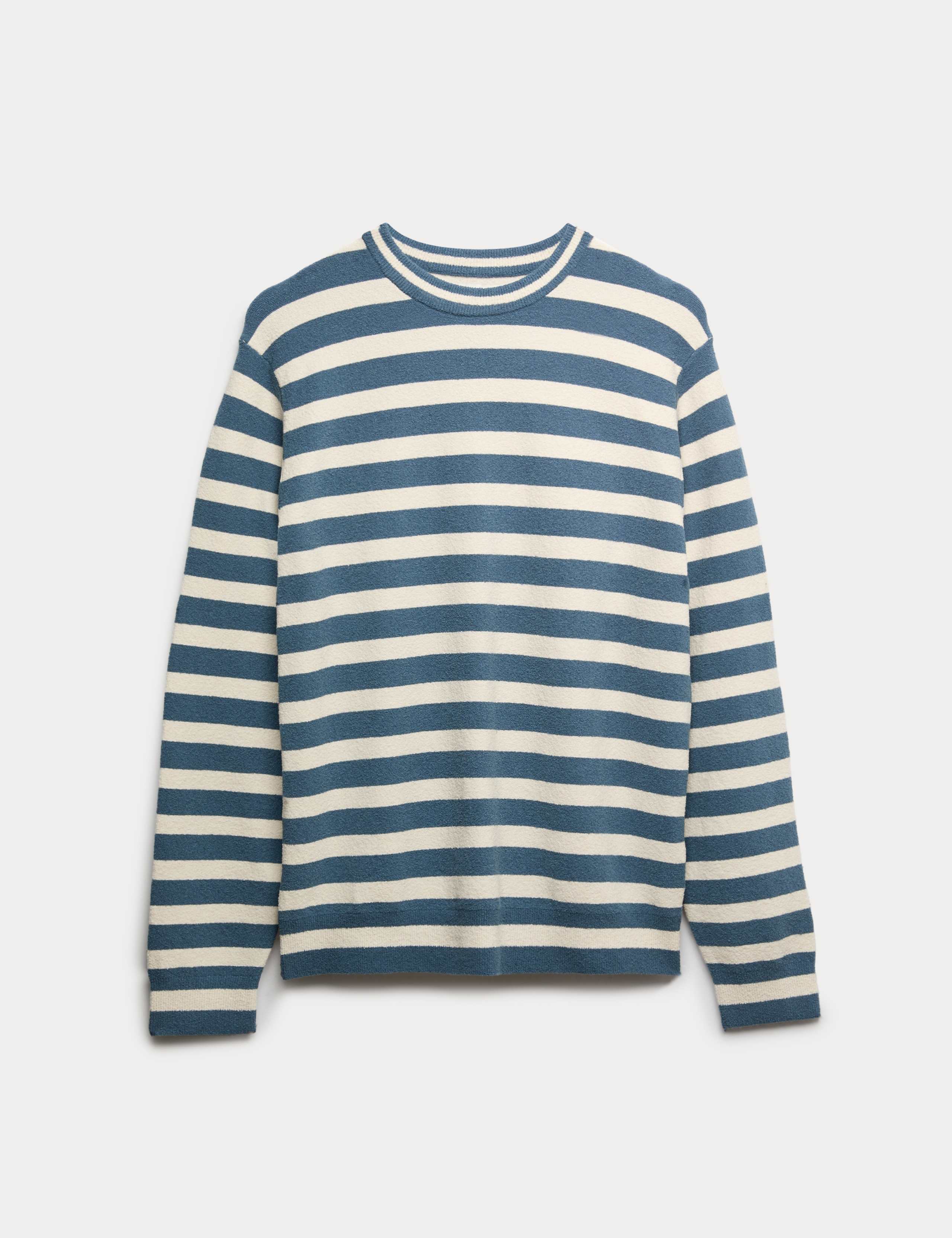 Cotton Rich Boucle Striped Crew Neck Jumper 2 of 6
