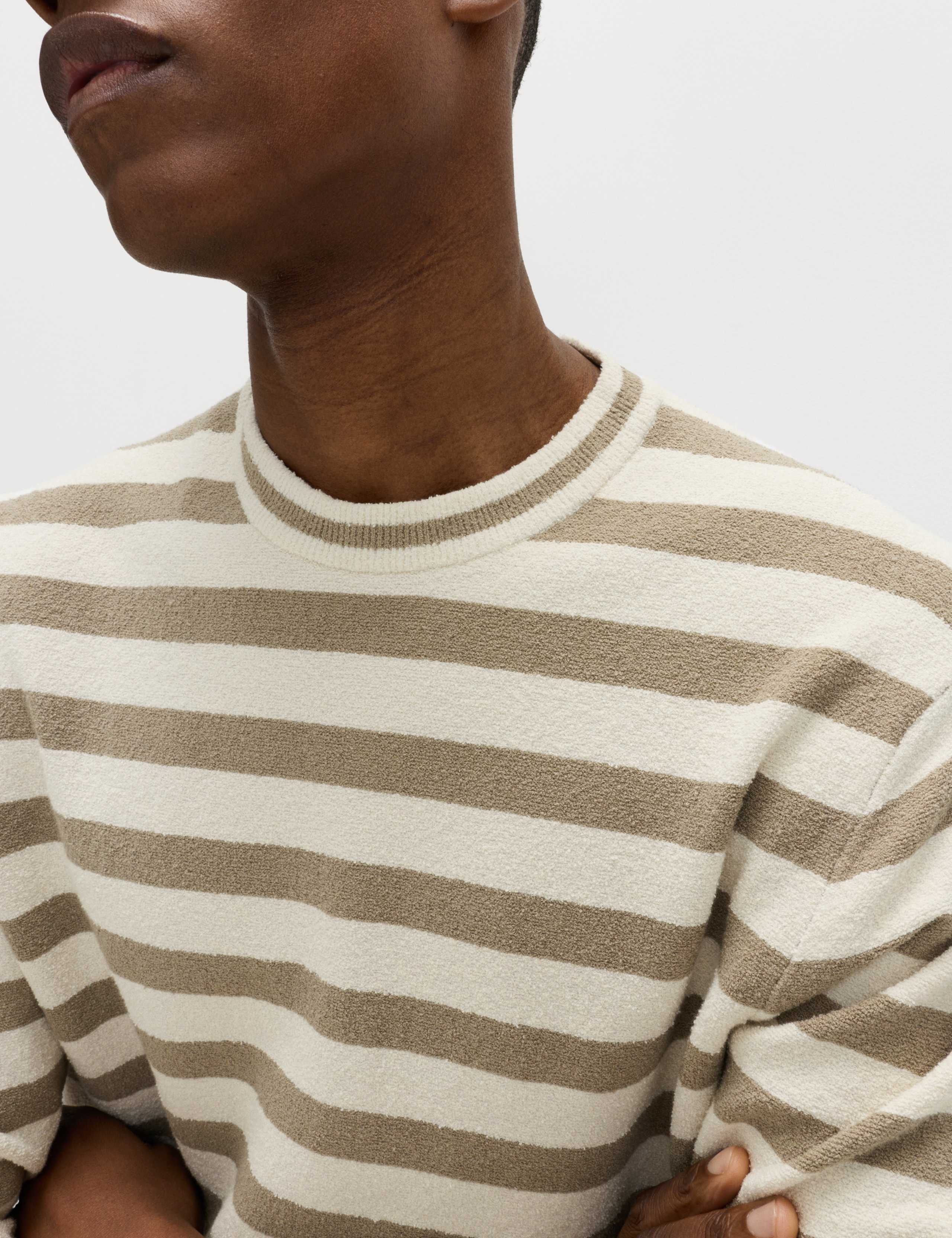 Cotton Rich Boucle Striped Crew Neck Jumper 4 of 6