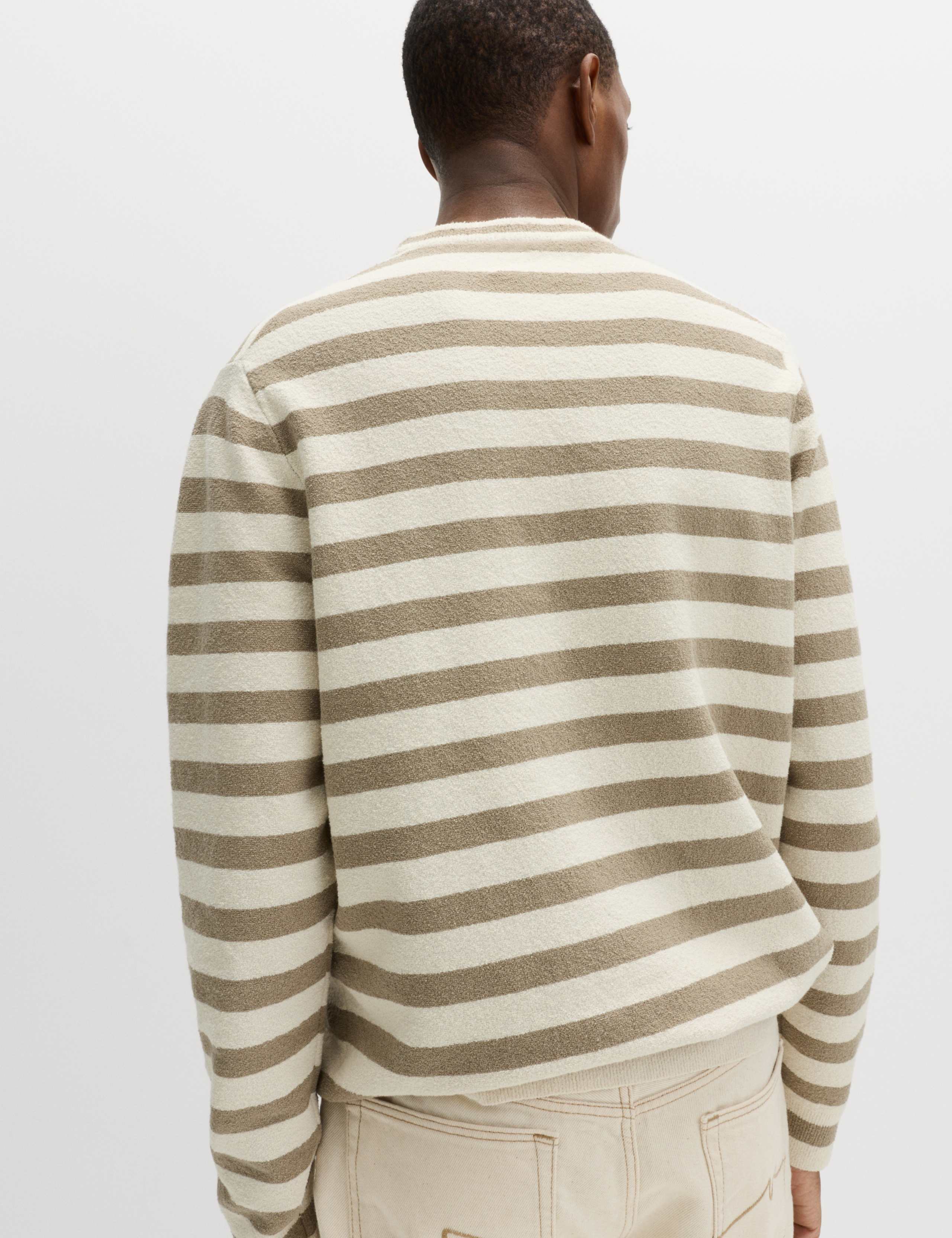 Cotton Rich Boucle Striped Crew Neck Jumper 5 of 6