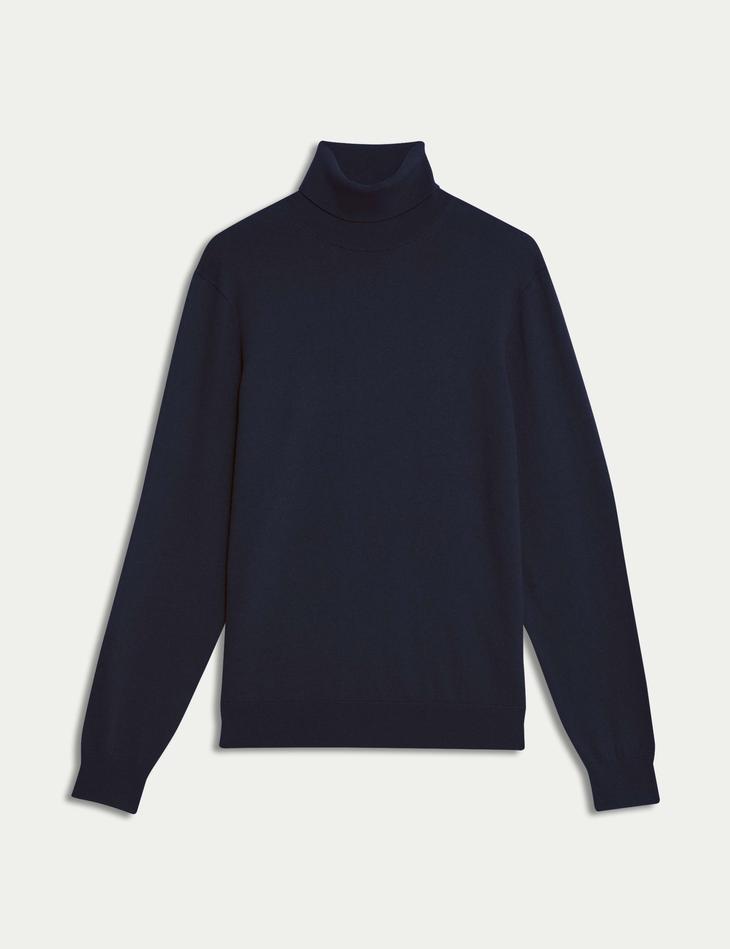 Cotton Rich Roll Neck Jumper with Wool 2 of 6