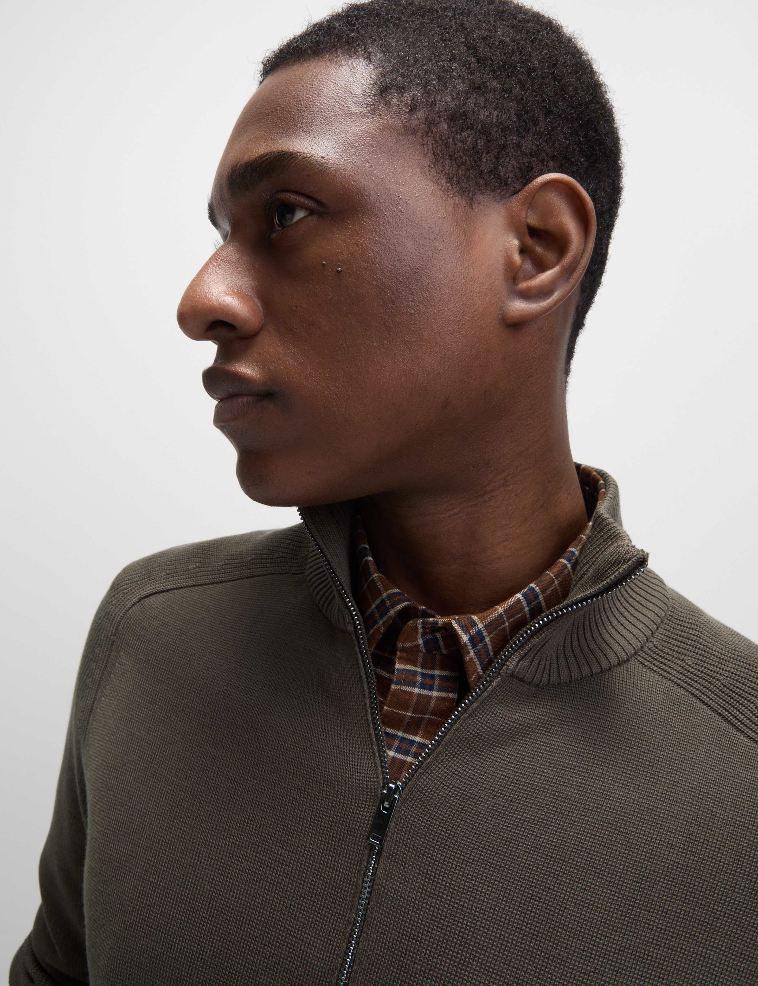 Cotton Rich Milano-Knit Funnel Neck Knitted Jacket 3 of 6