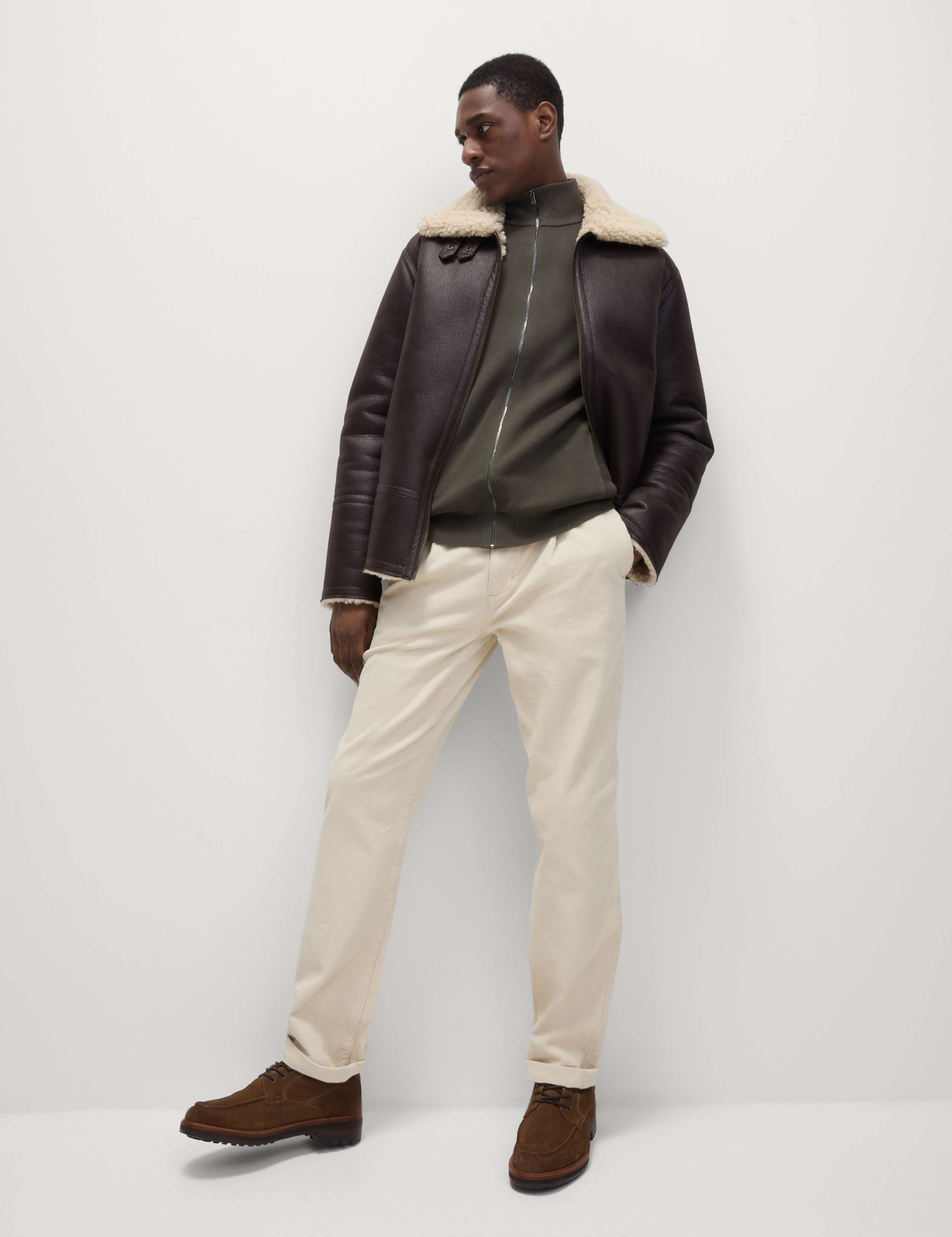 Cotton Rich Milano-Knit Funnel Neck Knitted Jacket 6 of 6