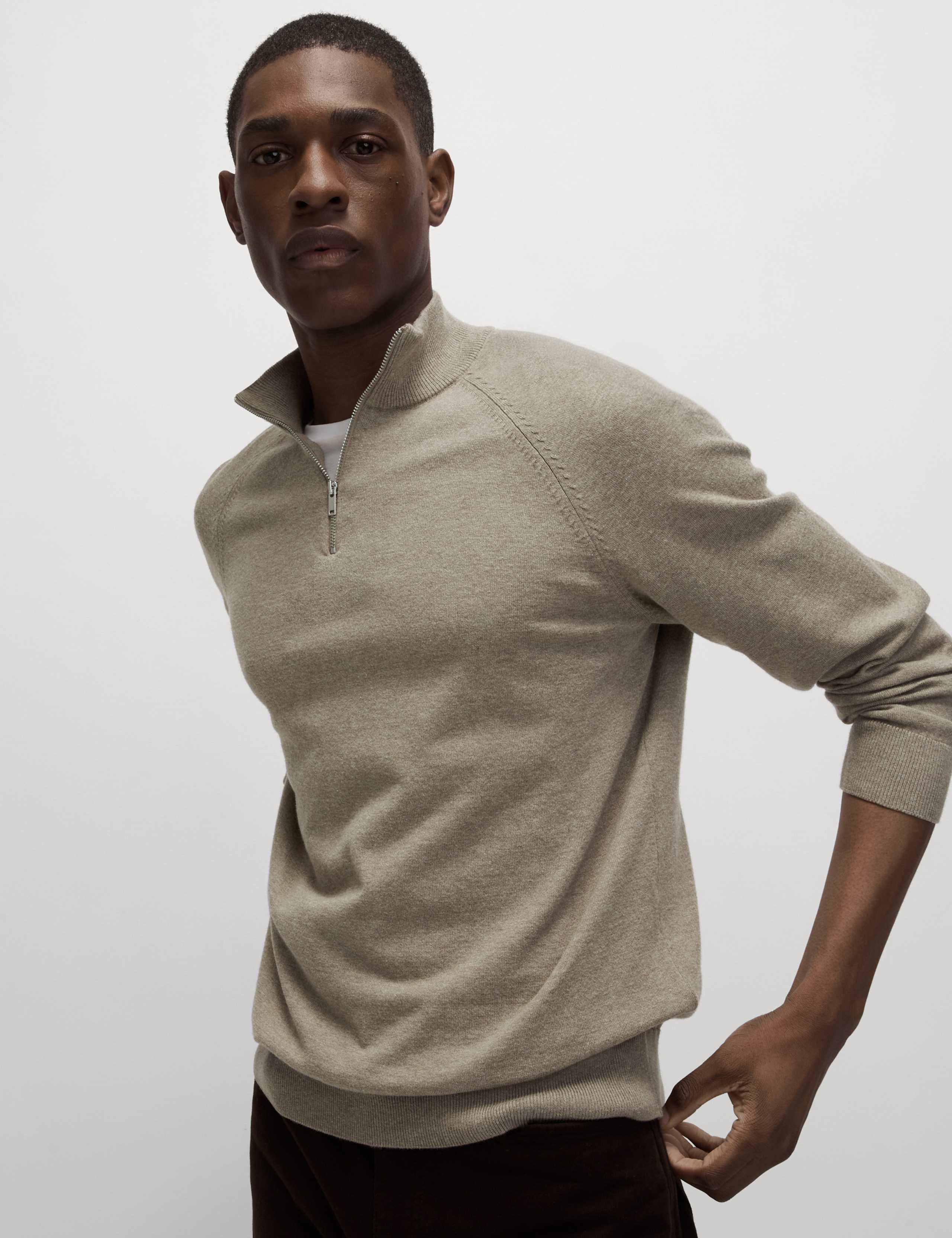 Cotton Rich Half Zip Jumper 1 of 6