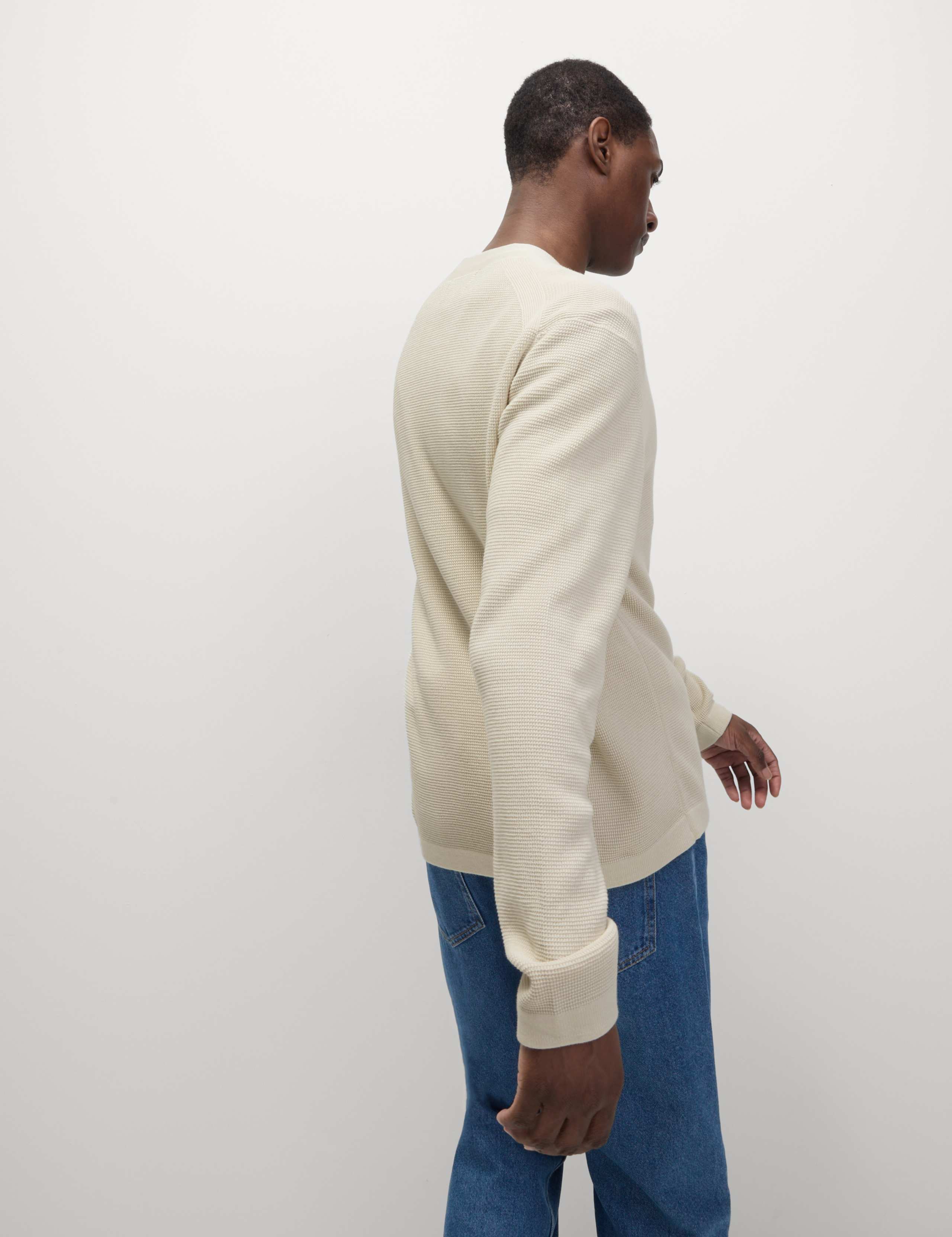 Cotton Modal Blend Textured V-Neck Cardigan 5 of 6