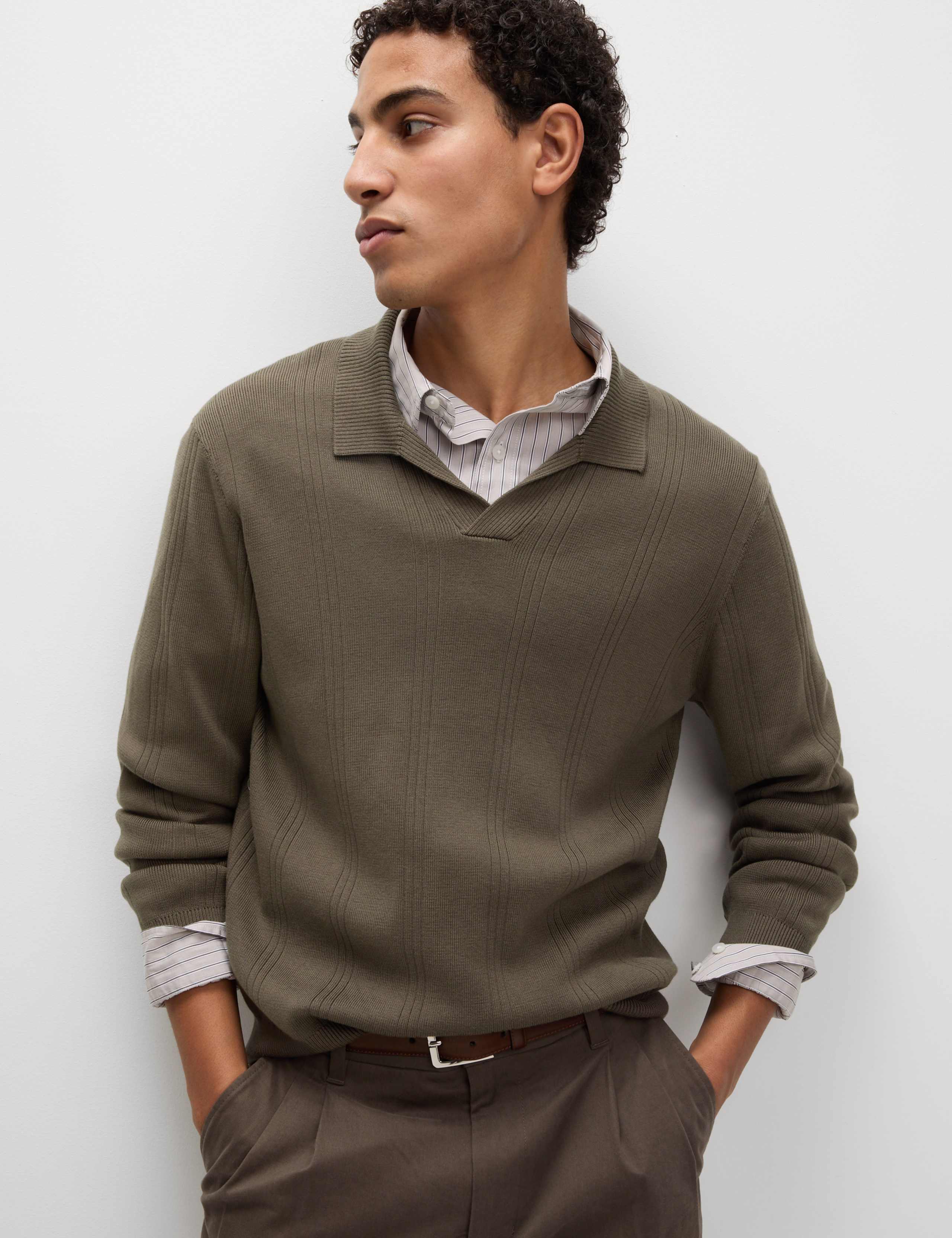 Cotton Modal Blend Knitted Polo Shirt 1 of 5