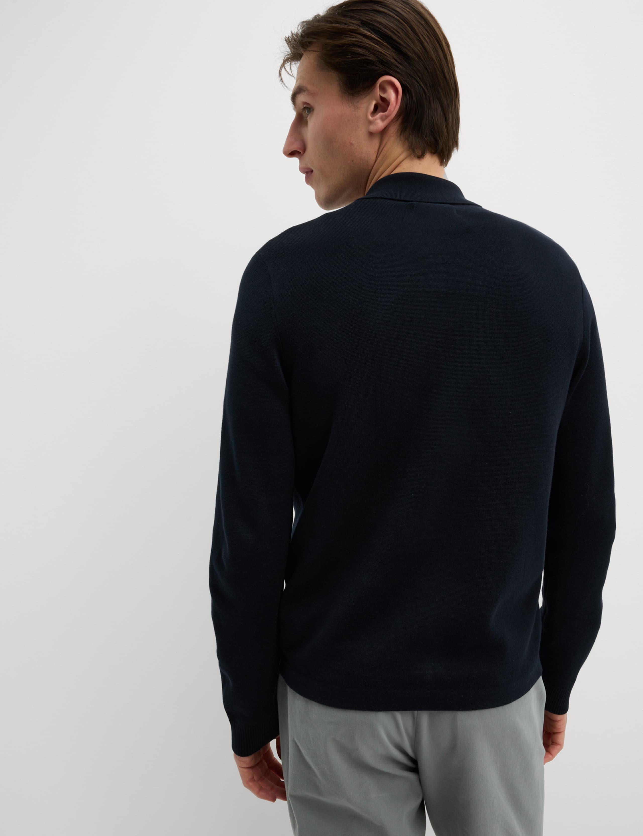 Cotton Rich Zip Up Knitted Jacket 5 of 7