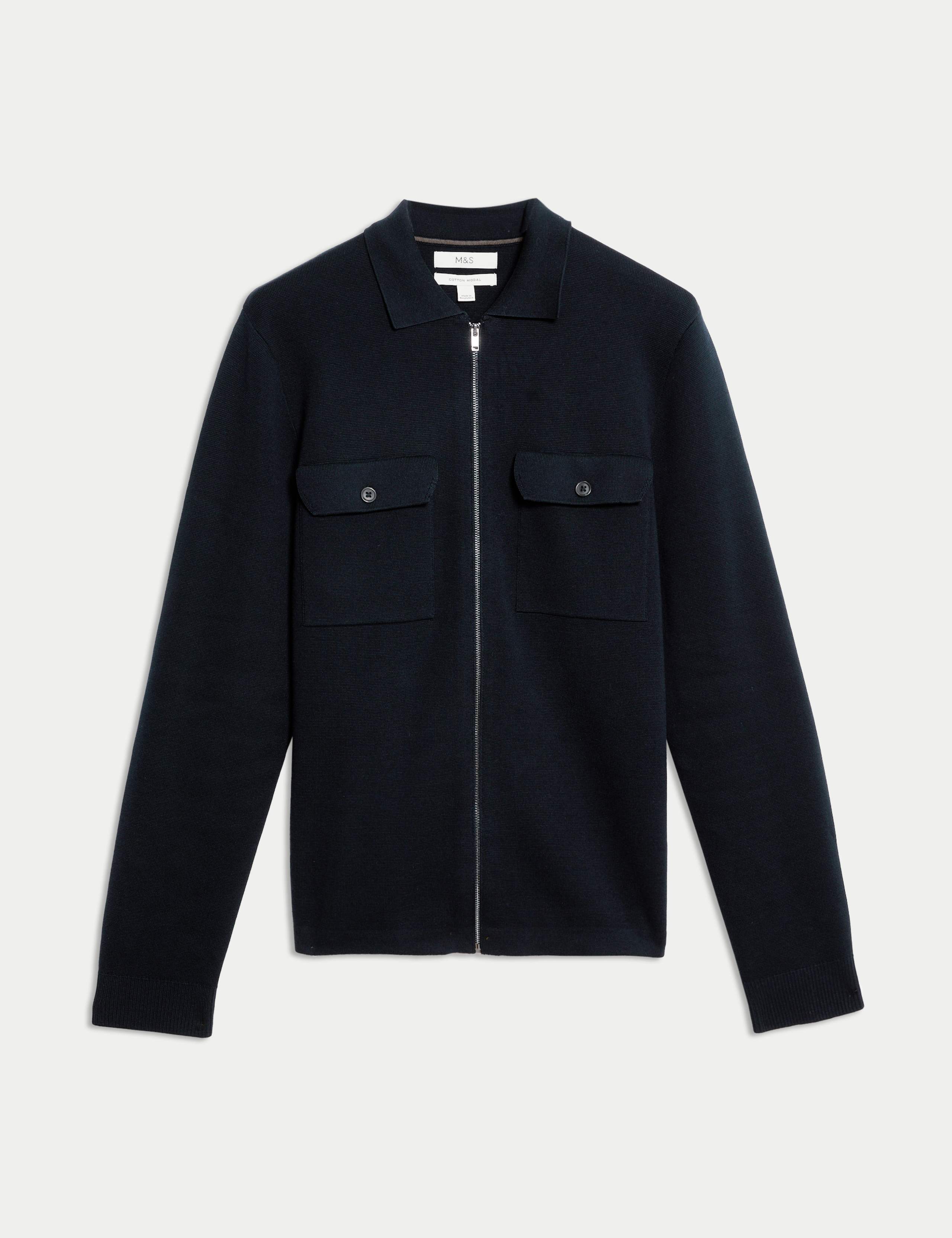 Cotton Rich Zip Up Knitted Jacket 2 of 7