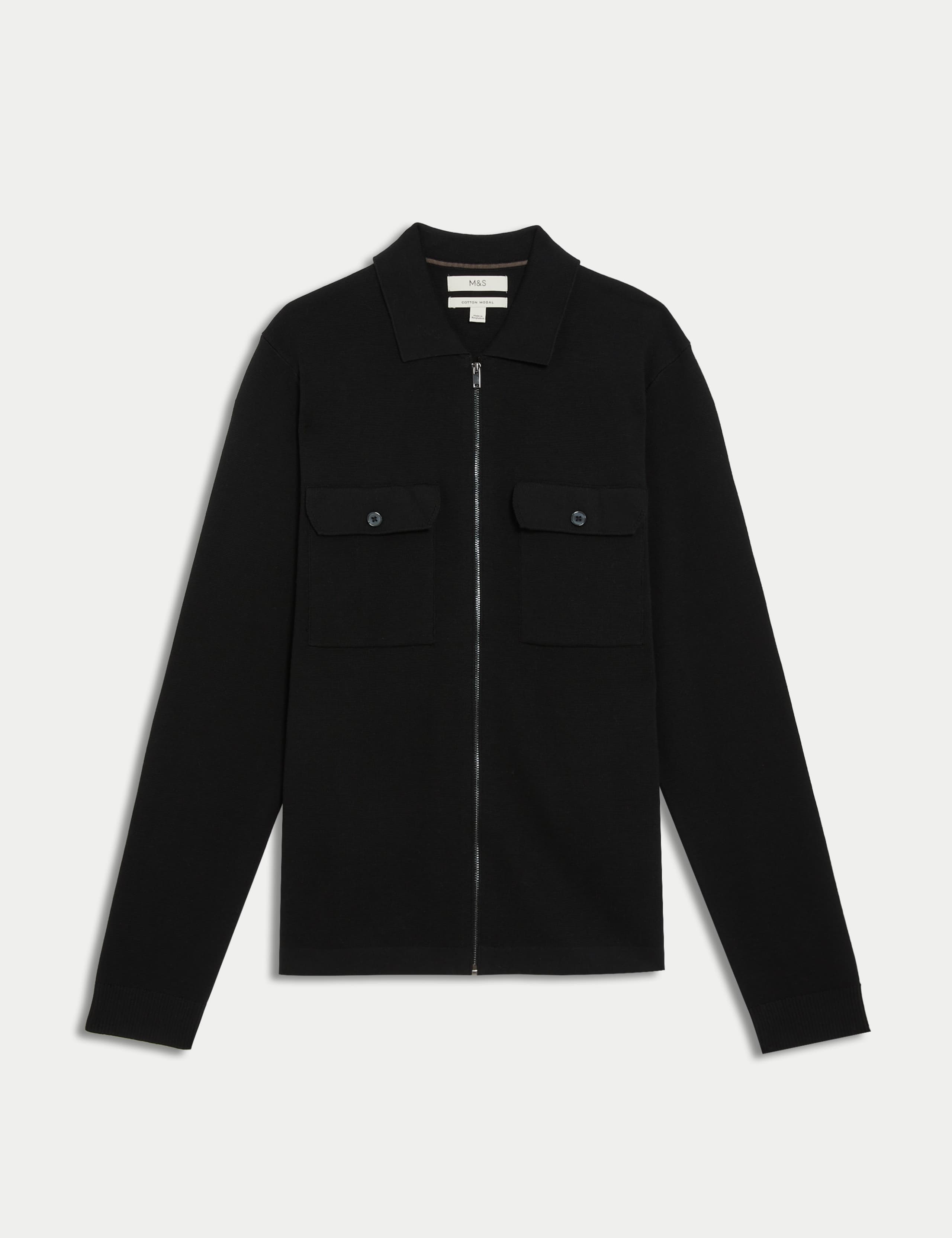 Cotton Rich Zip Up Knitted Jacket 2 of 8