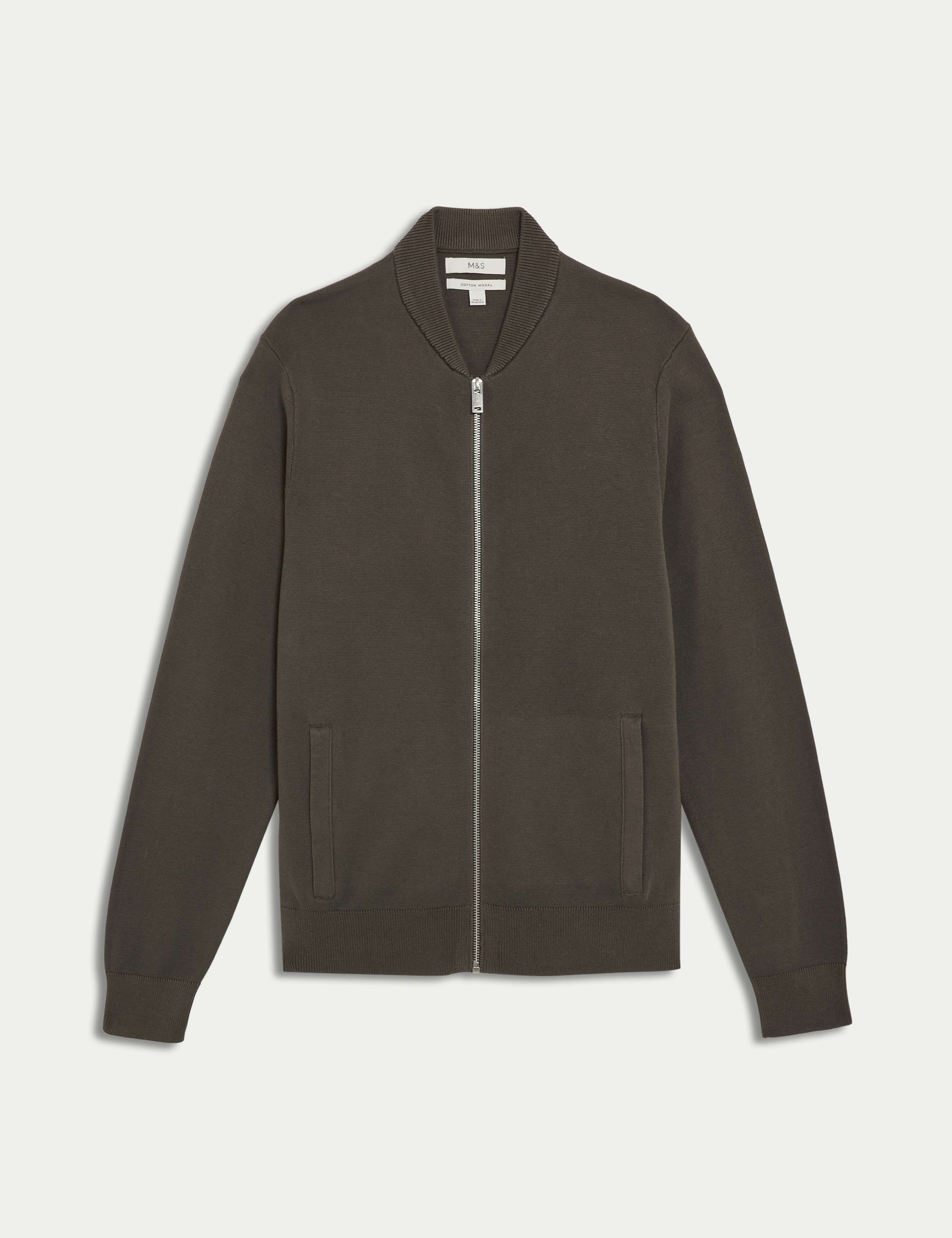 Cotton Modal Blend Knitted Bomber 2 of 7