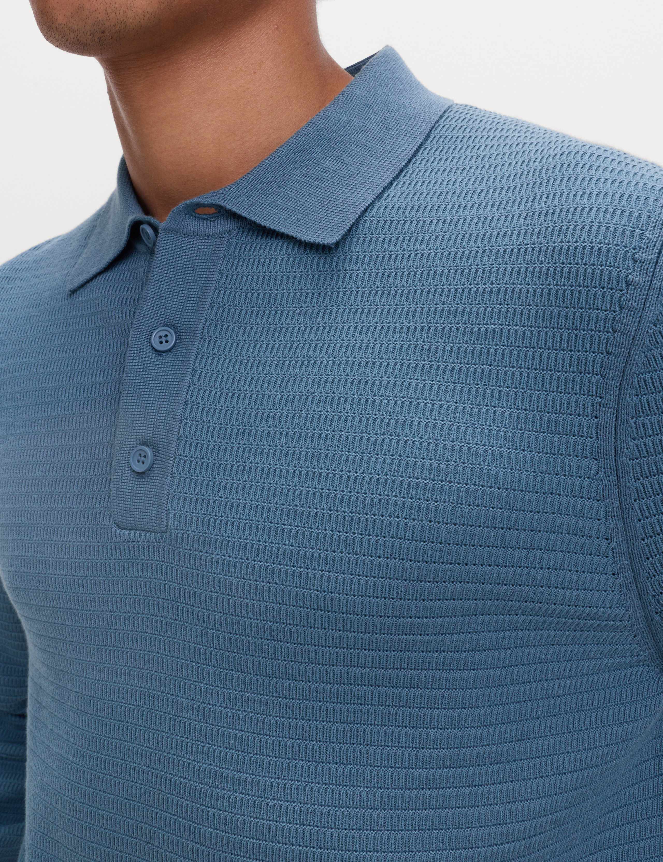 Cotton Rich Textured Knitted Polo Shirt 4 of 5