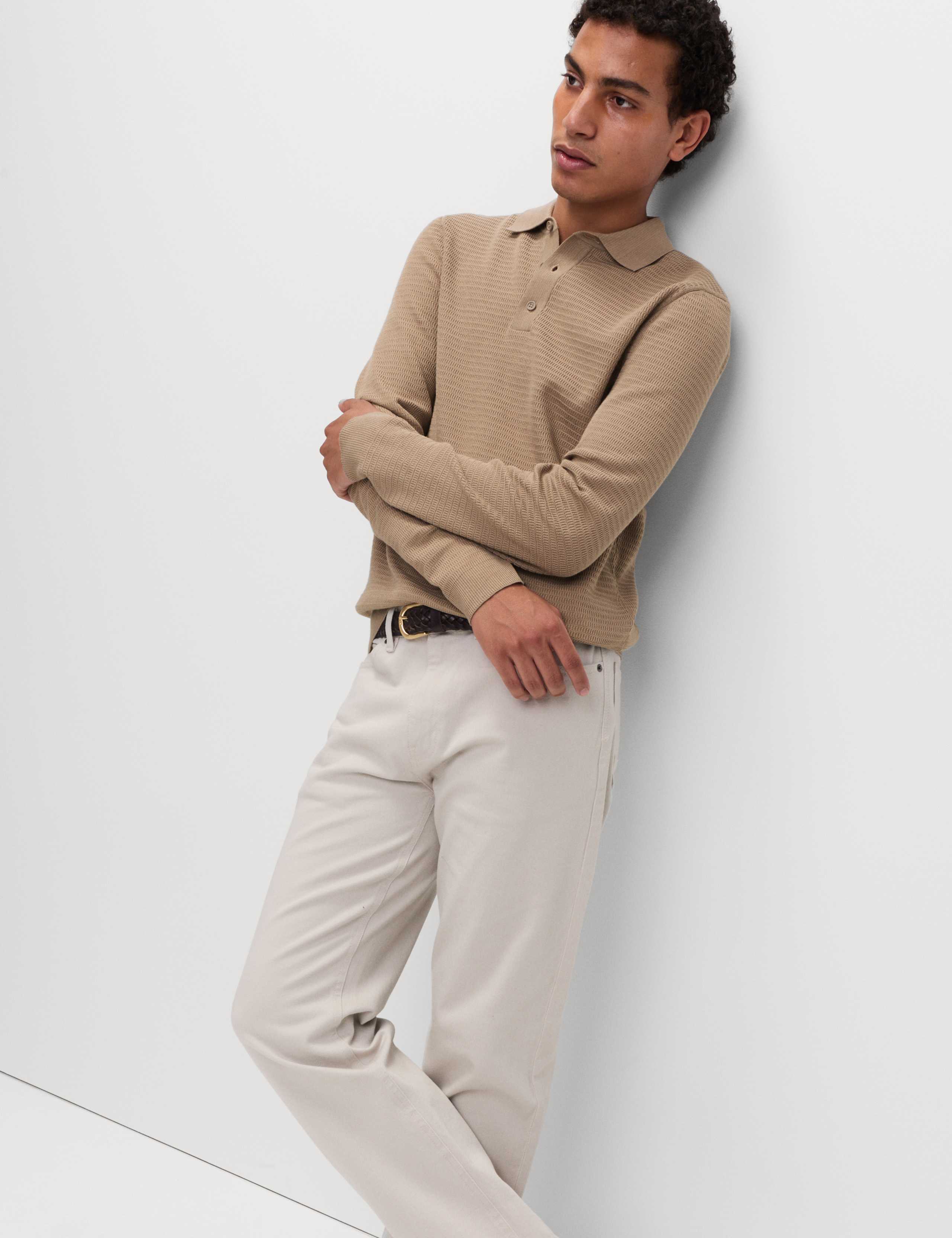 Cotton Rich Textured Knitted Polo Shirt 3 of 5