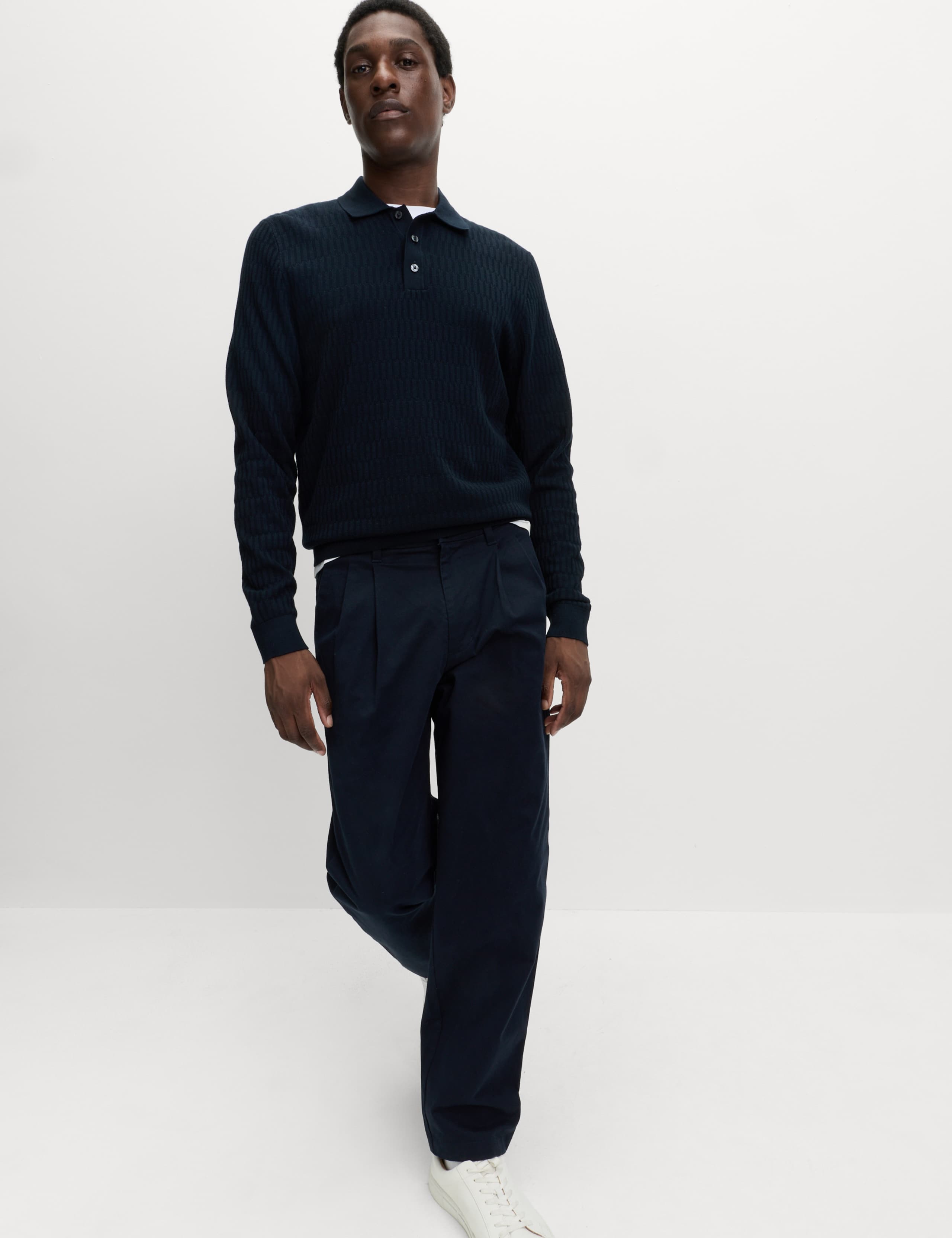 Cotton Modal Geometric Knitted Polo 3 of 5