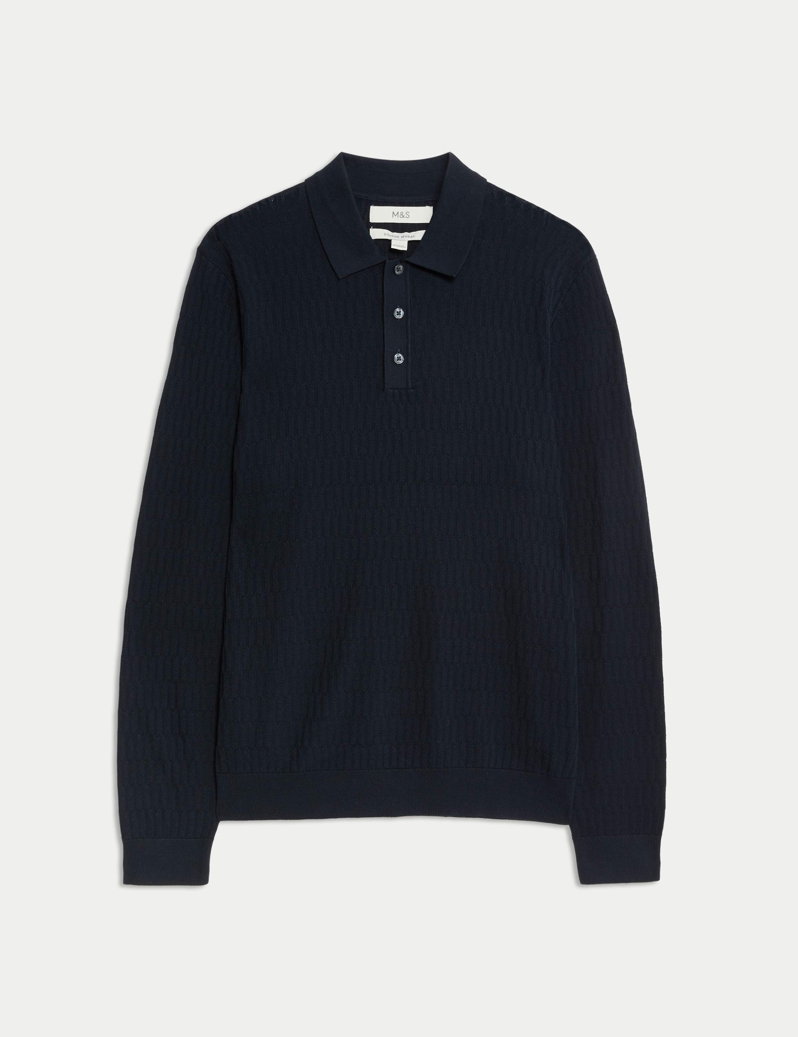 Cotton Modal Geometric Knitted Polo 2 of 5