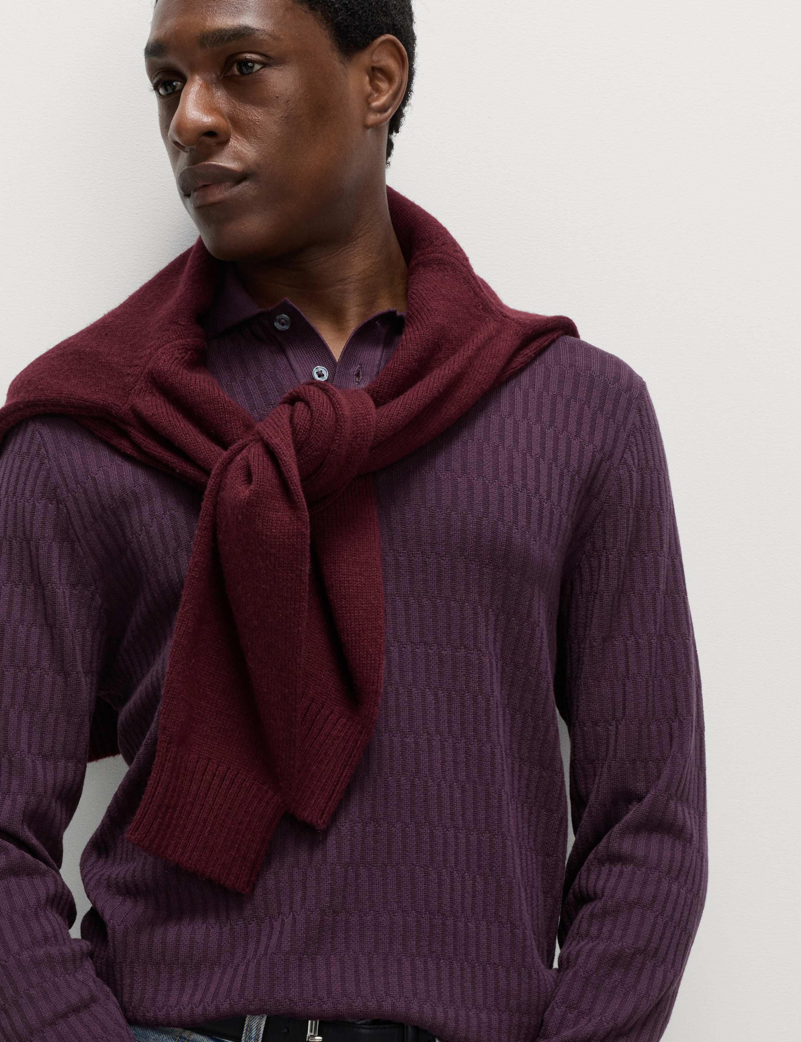 Cotton Modal Geometric Knitted Polo 3 of 5