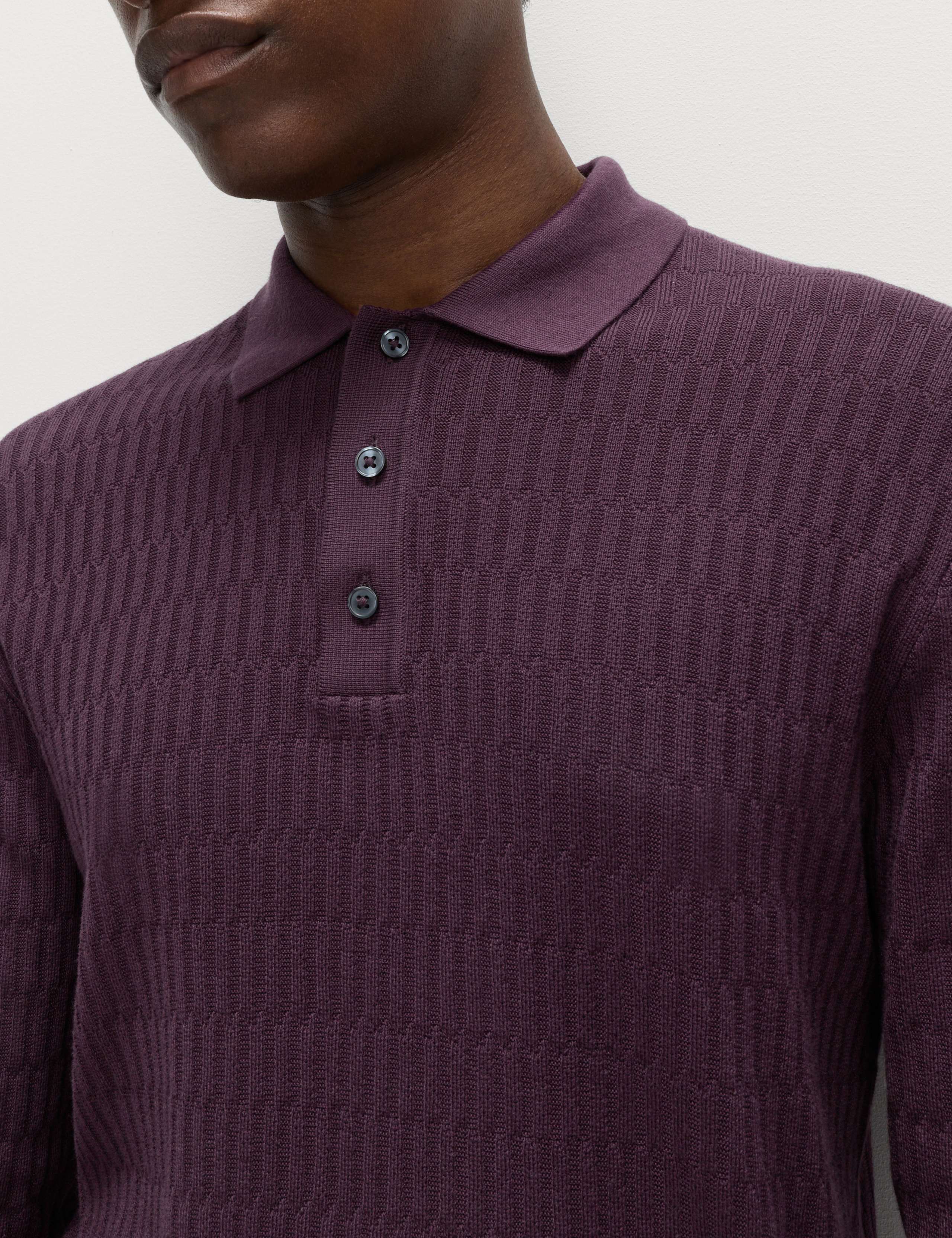 Cotton Modal Geometric Knitted Polo 5 of 5