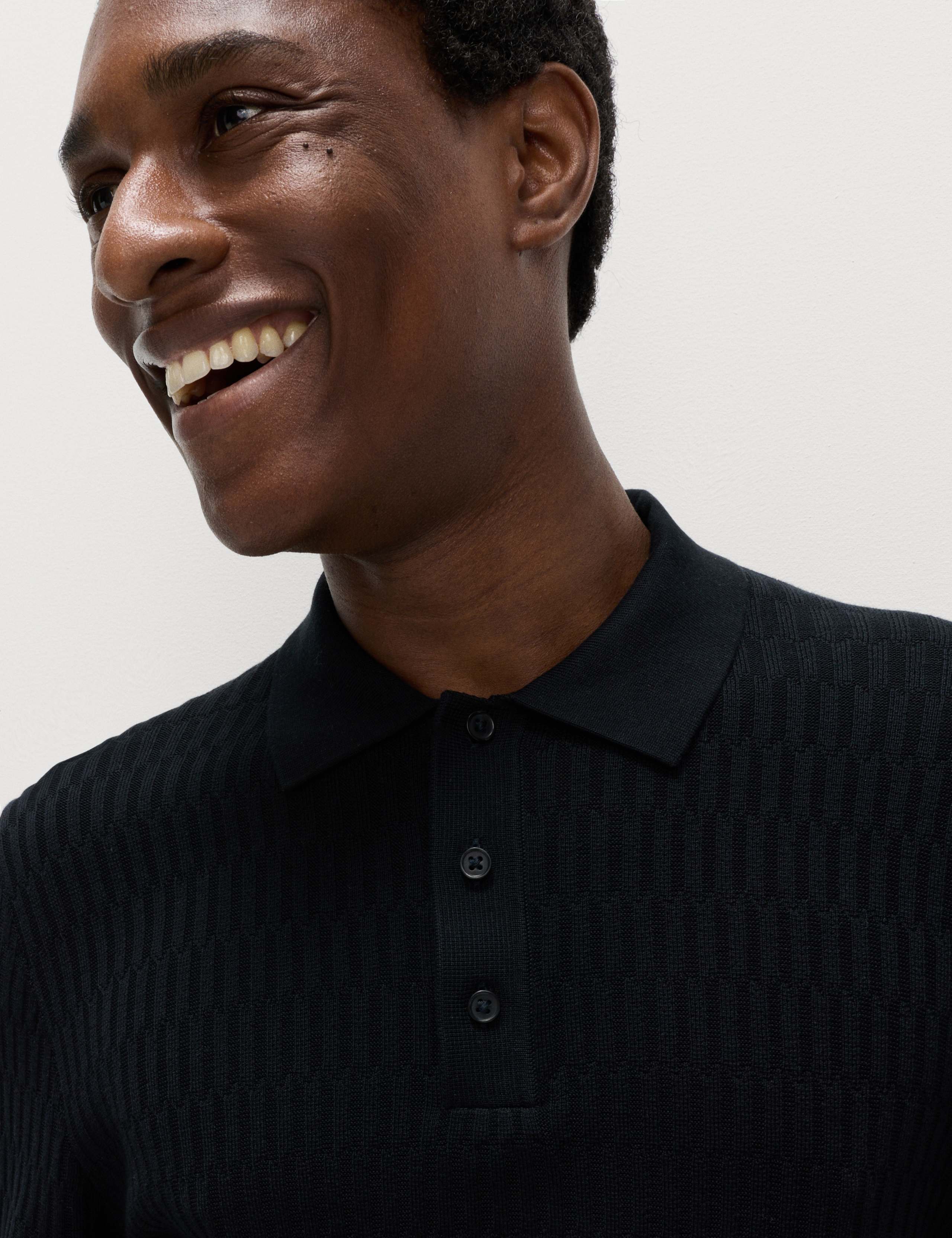 Cotton Modal Geometric Knitted Polo 1 of 6