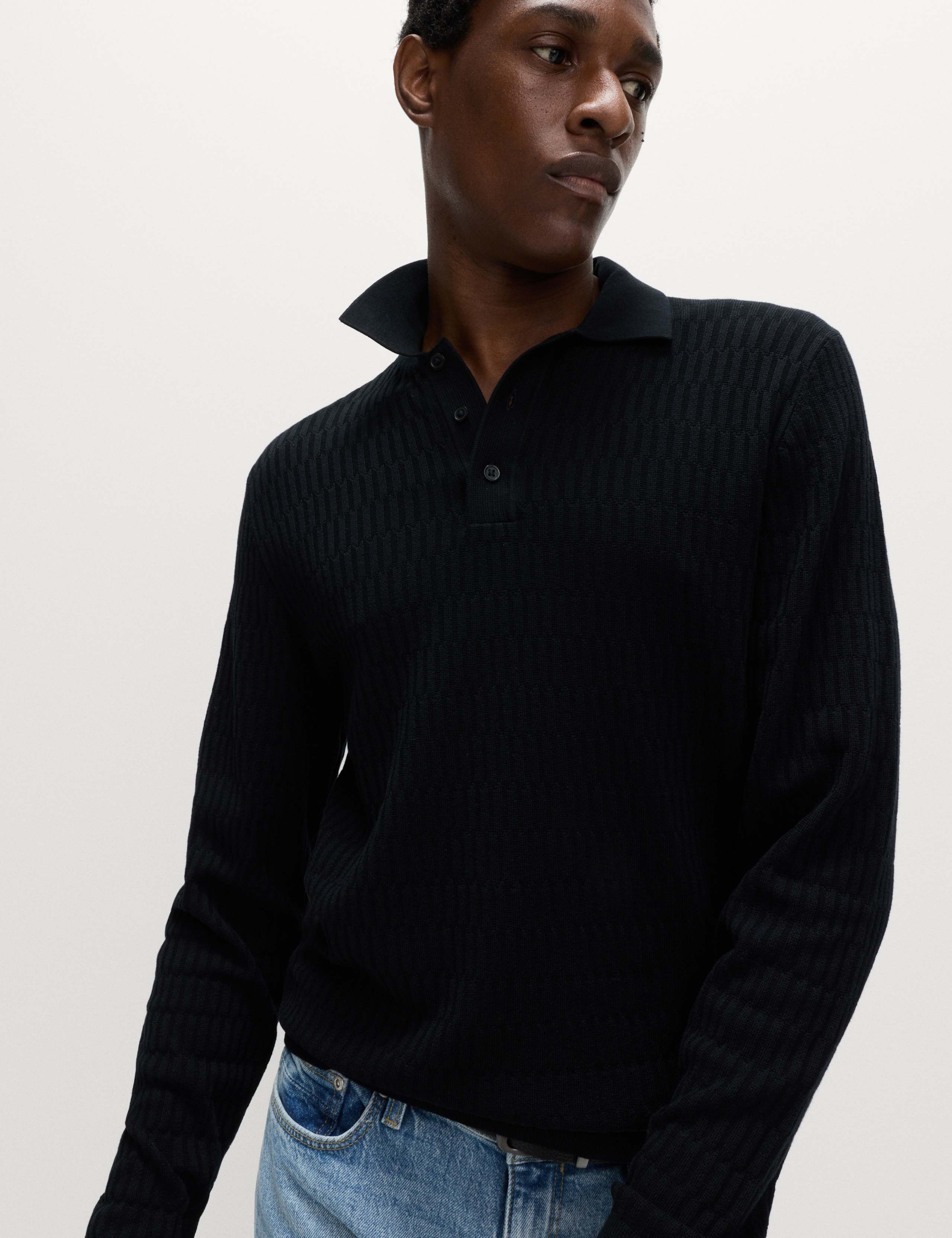 Cotton Modal Geometric Knitted Polo 3 of 6