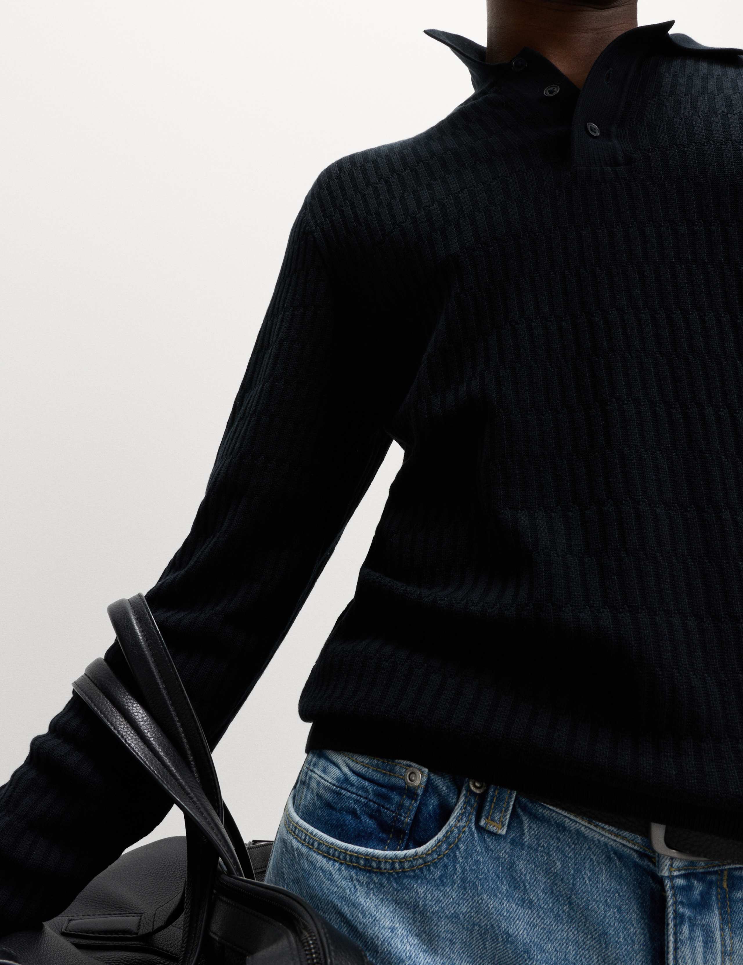 Cotton Modal Geometric Knitted Polo 6 of 6