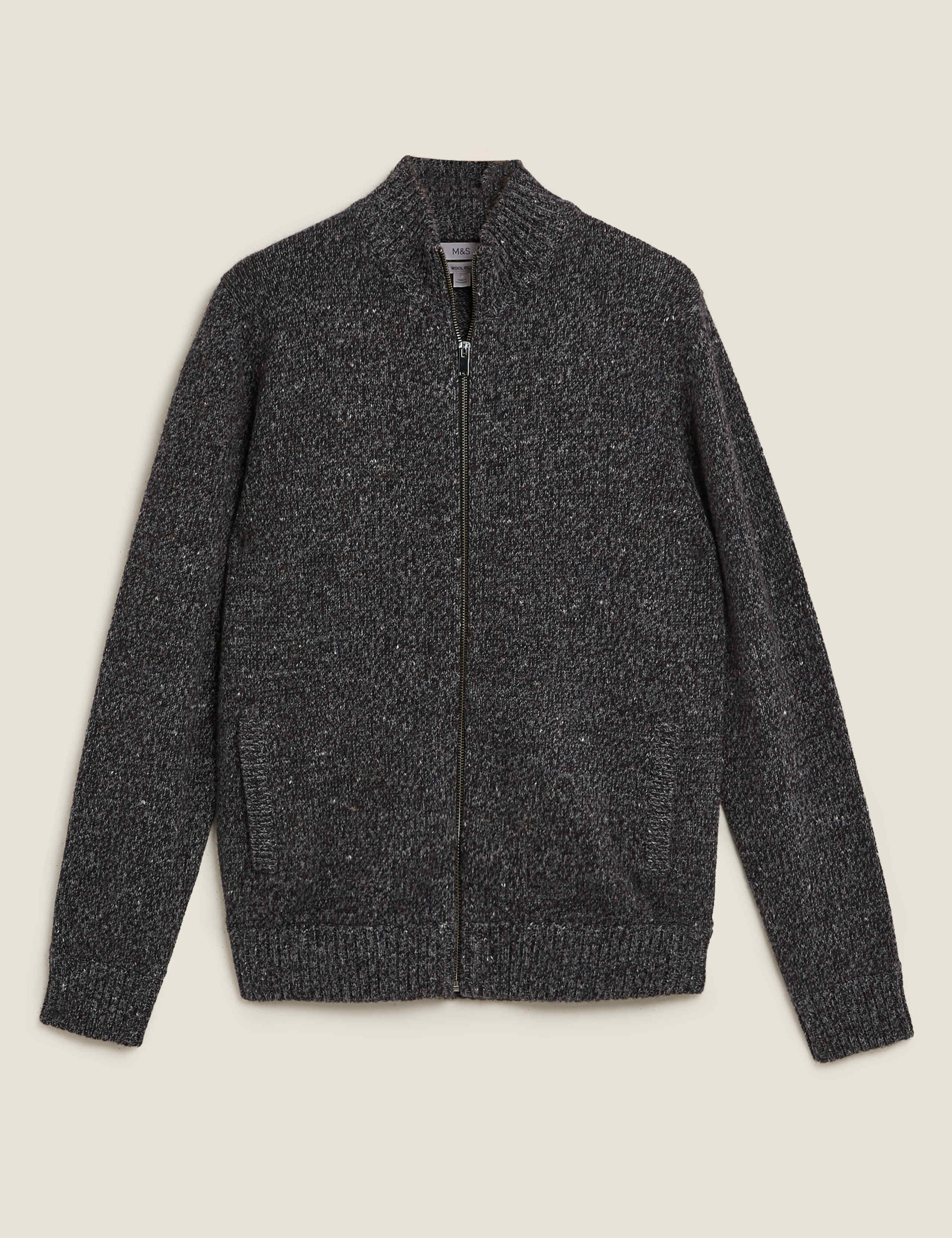 Lambswool Textured Zip Up Cardigan 2 of 4