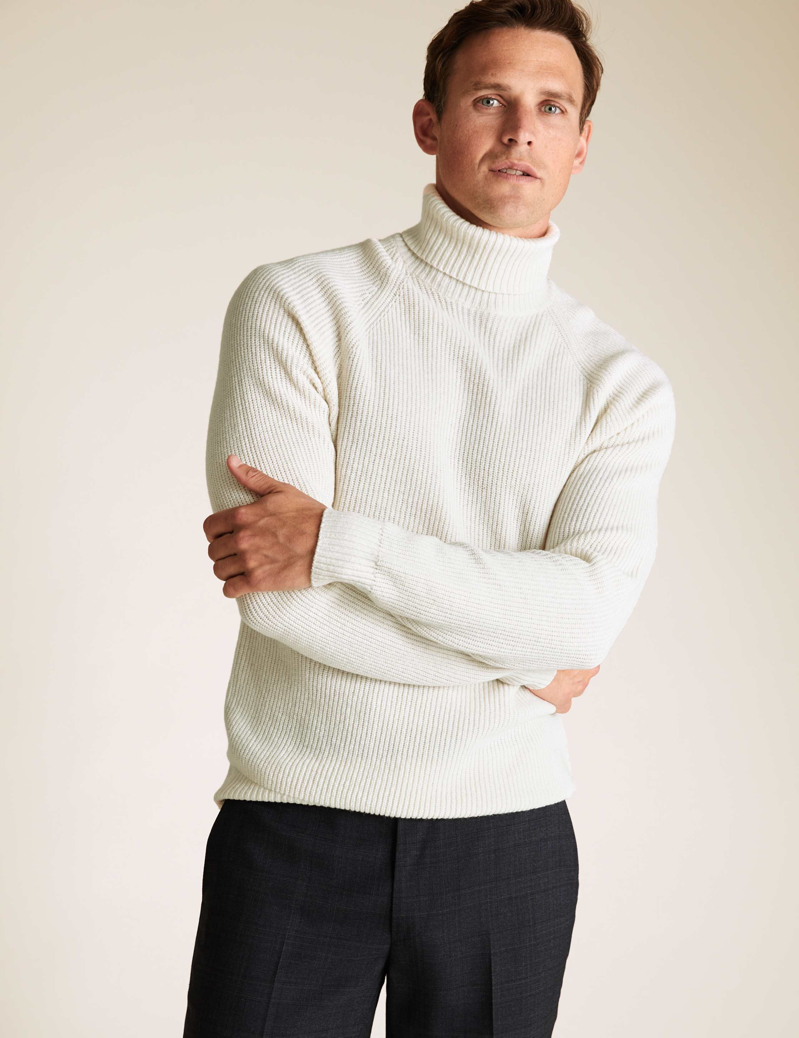Pure Lambswool Ribbed Roll Neck Jumper 4 of 5
