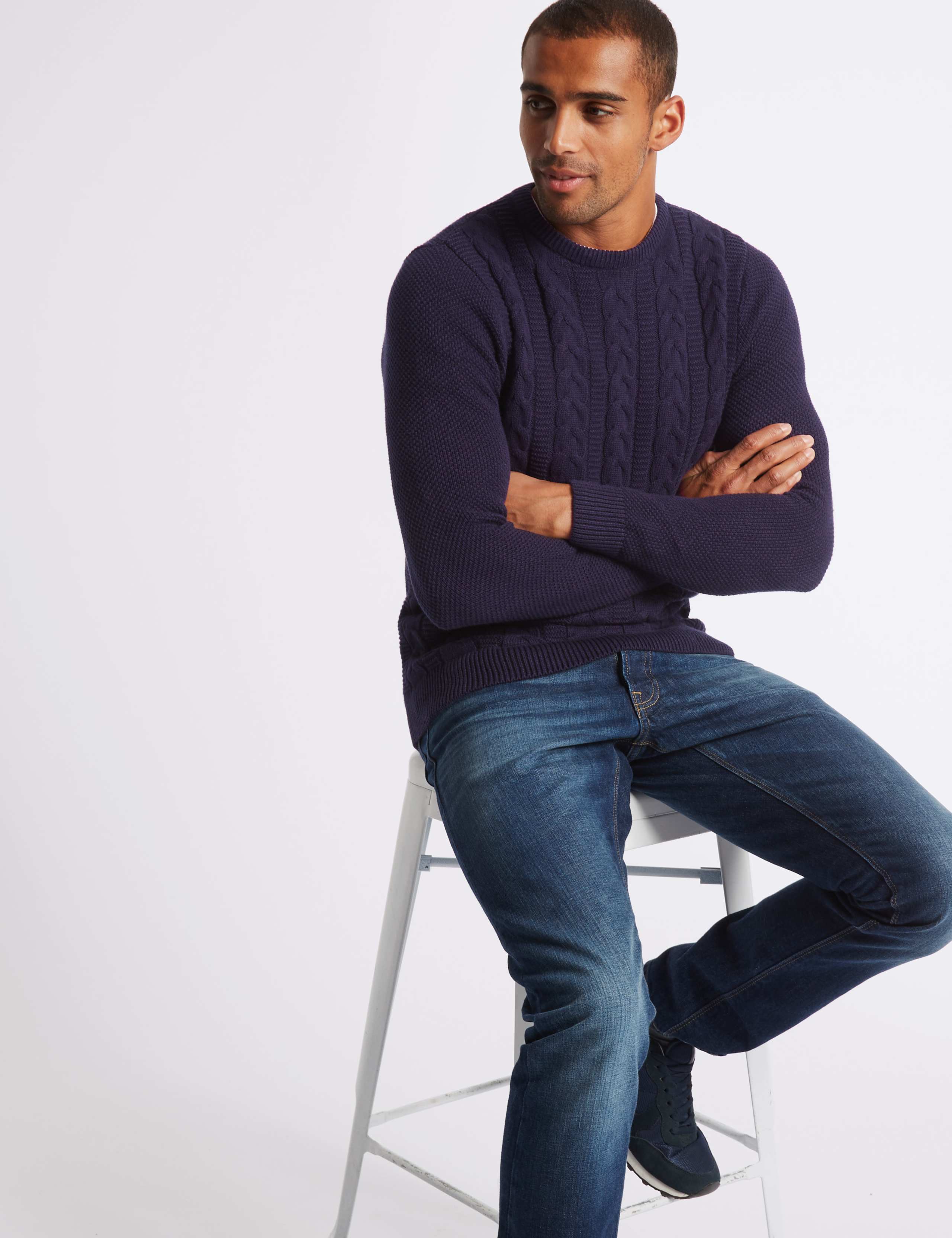 Pure Cotton Cable Knit Jumper 3 of 4