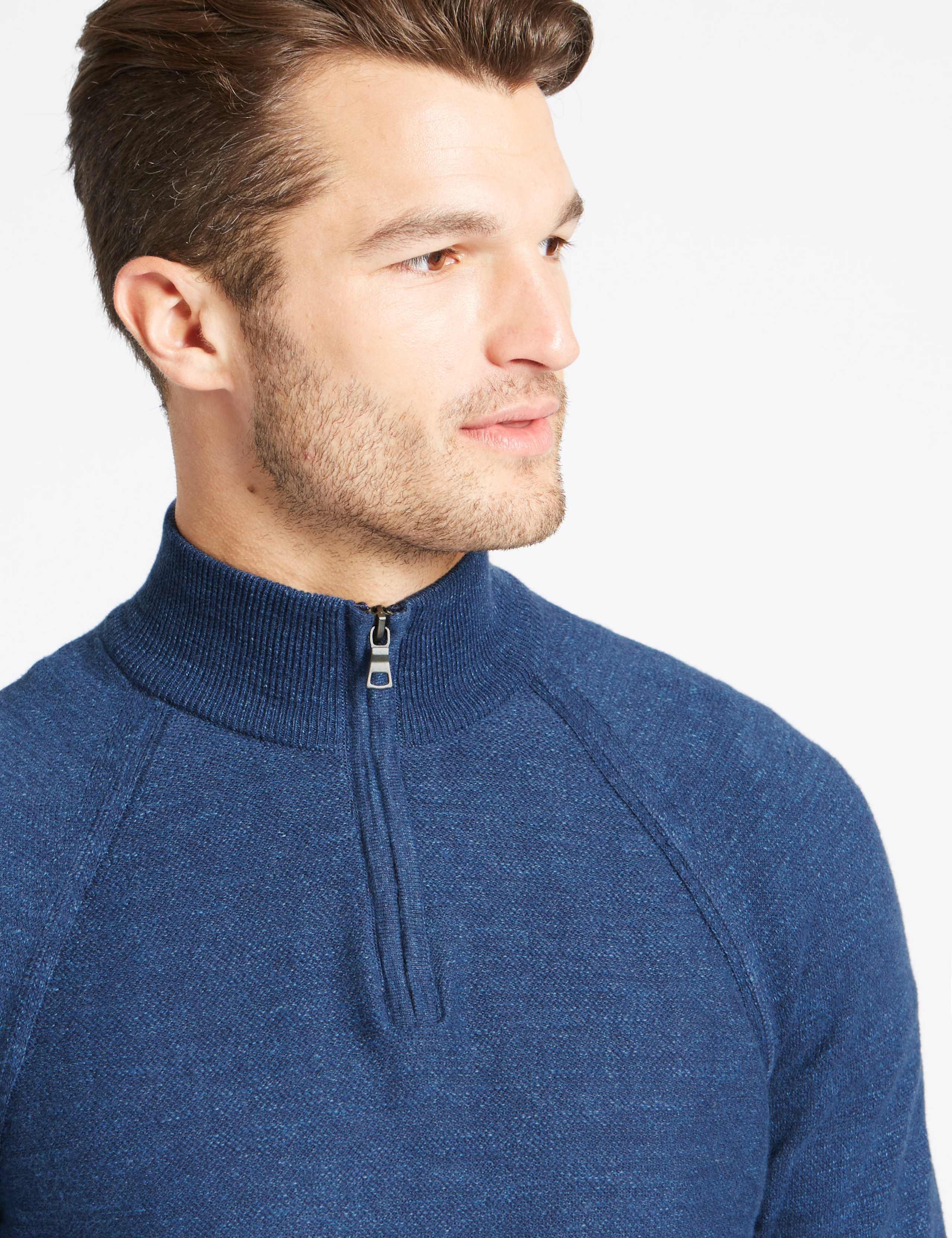 Pure Cotton Textured Half Zipped Jumper 3 of 5