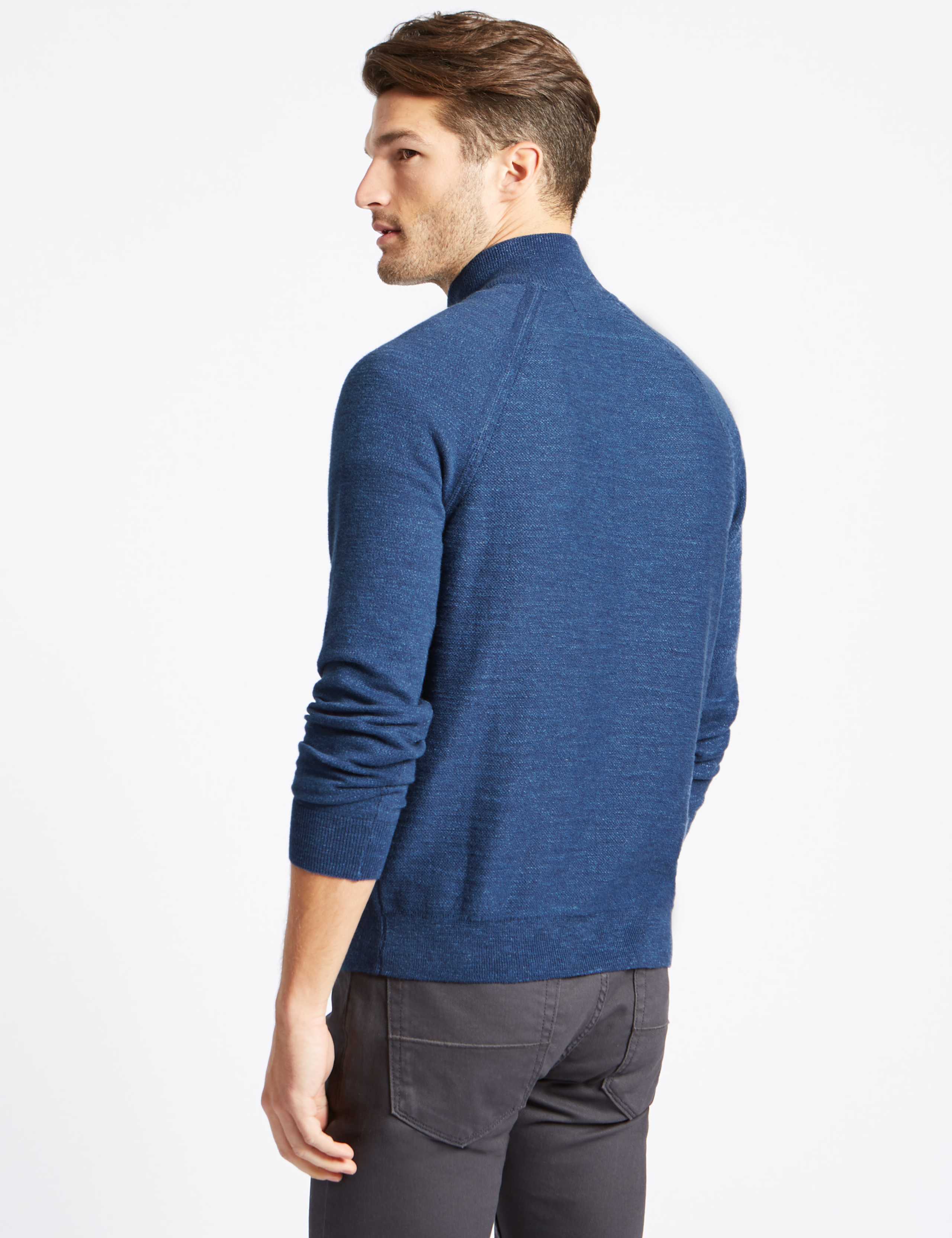 Pure Cotton Textured Half Zipped Jumper 5 of 5