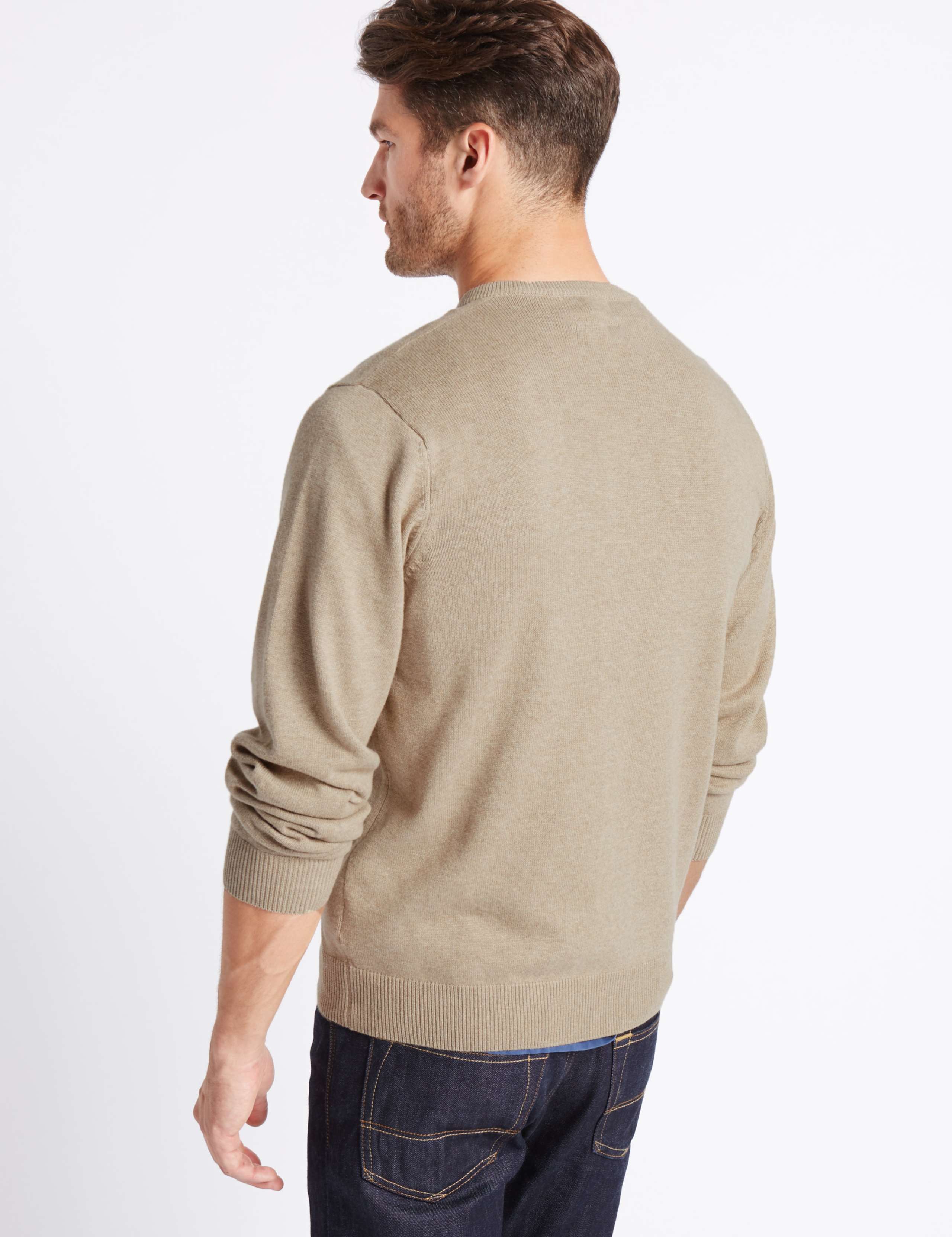 Pure Cotton V-Neck Jumper 3 of 3