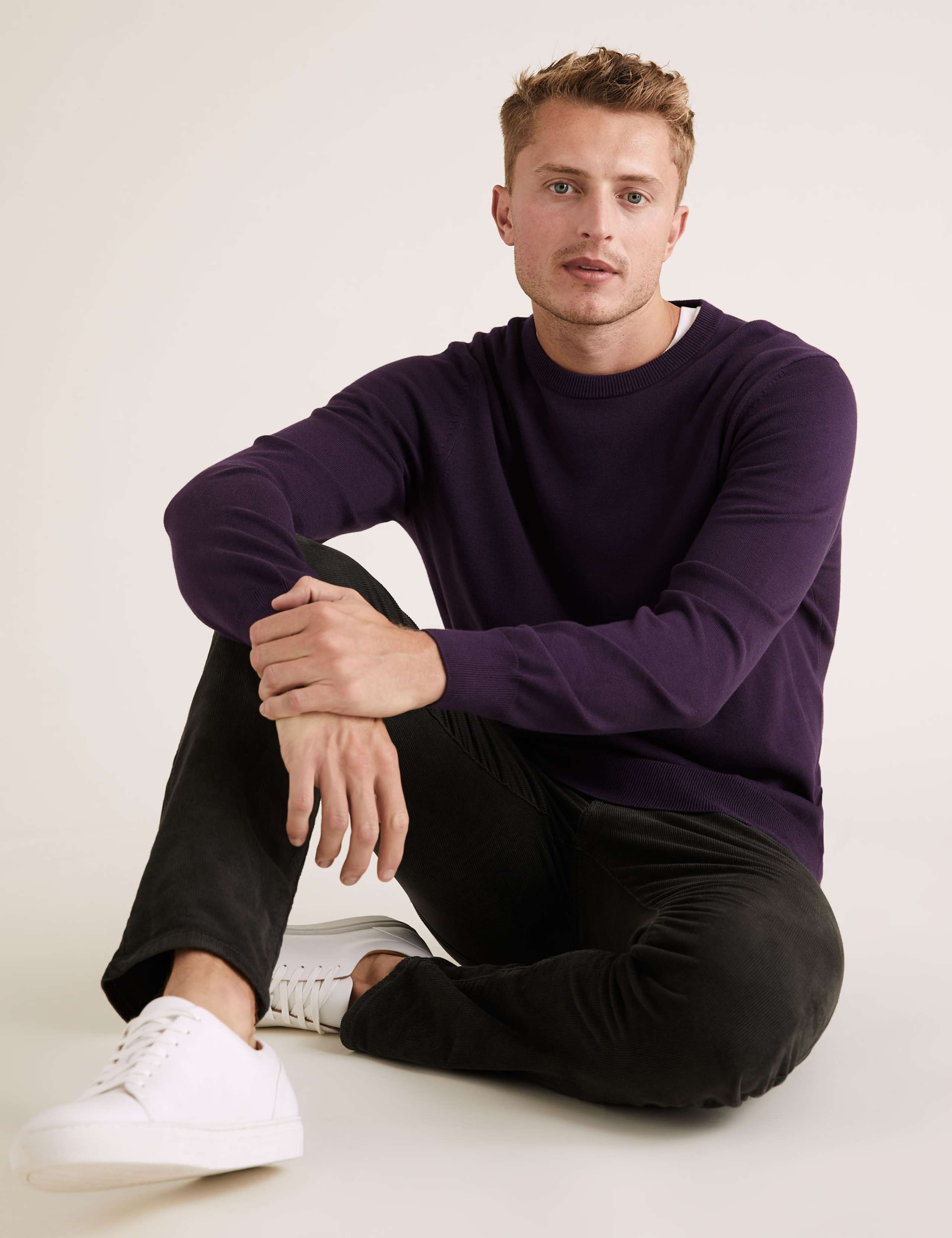 Pure Cotton Crew Neck Jumper 1 of 4