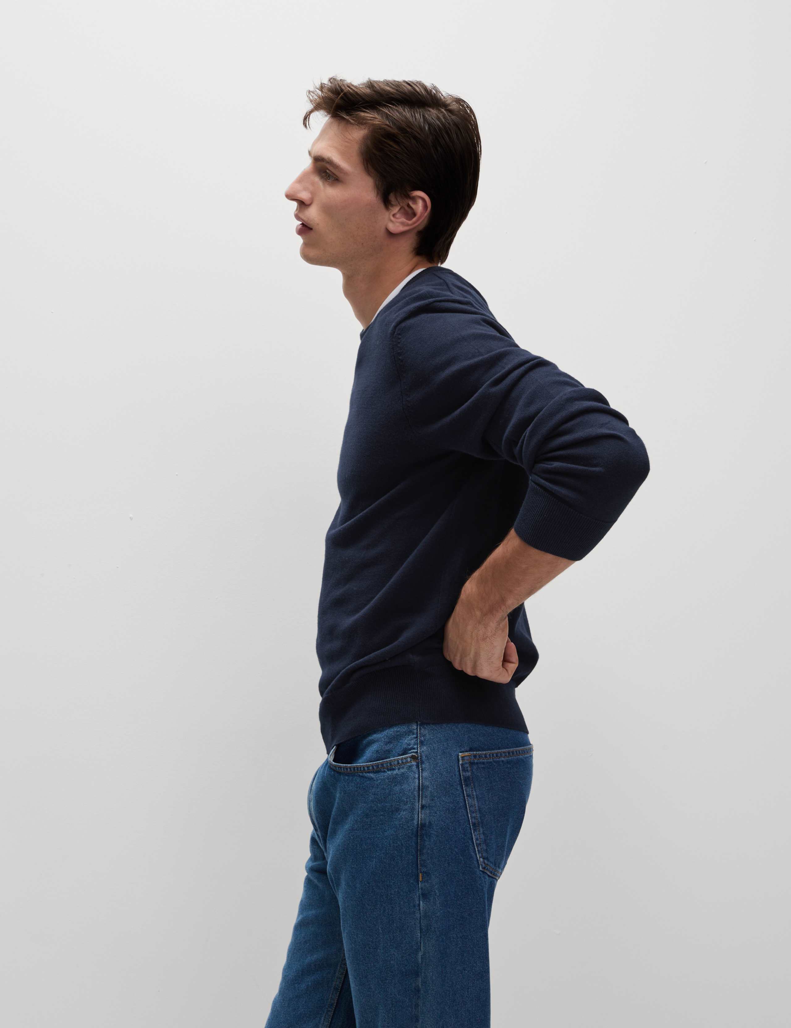 Pure Cotton Crew Neck Jumper 3 of 5